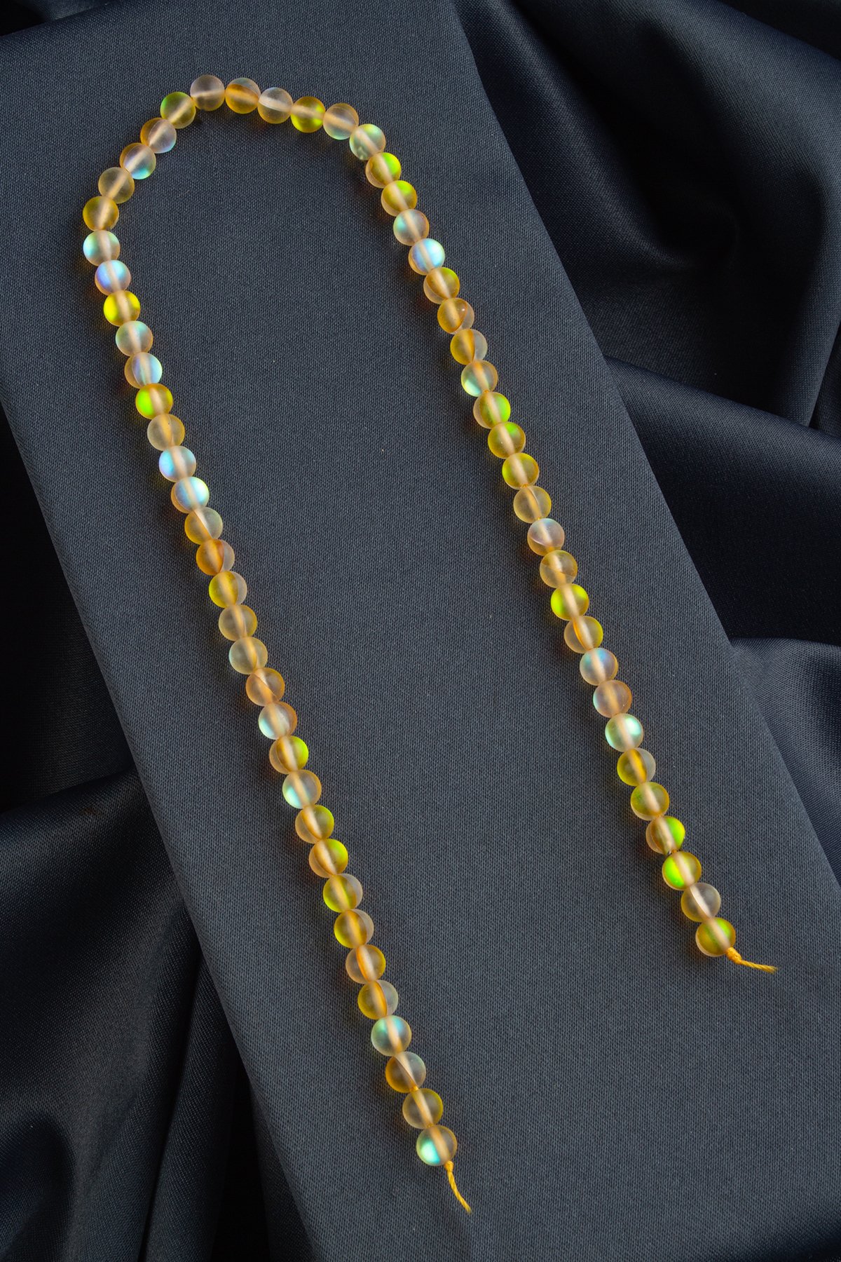 Thermal Quartz Natural Stone Matte Yellow Globe Cut 6mm String Of Beads
