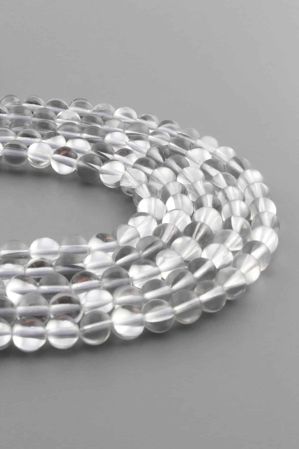 Thermal Quartz Natural Stone Shiny White Globe Cut 6mm String Of Beads