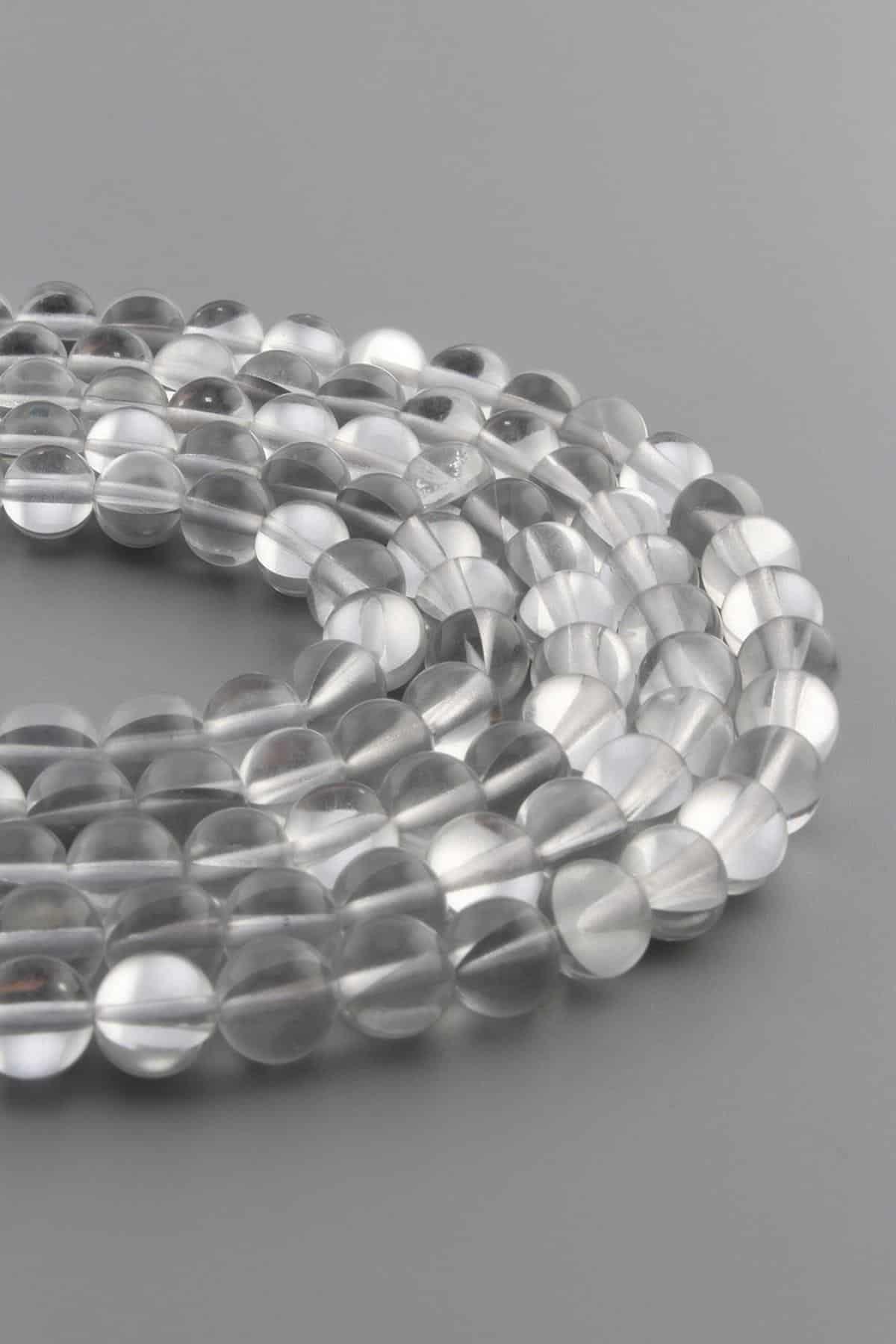 Termal Kuvars Doğal Taş Parlak Gri Küre Kesim 8mm Dizi [AB+]