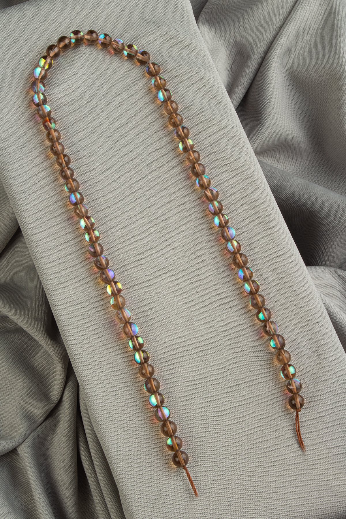 Thermal Quartz Natural Stone Shiny Brown Globe Cut 6mm String Of Beads