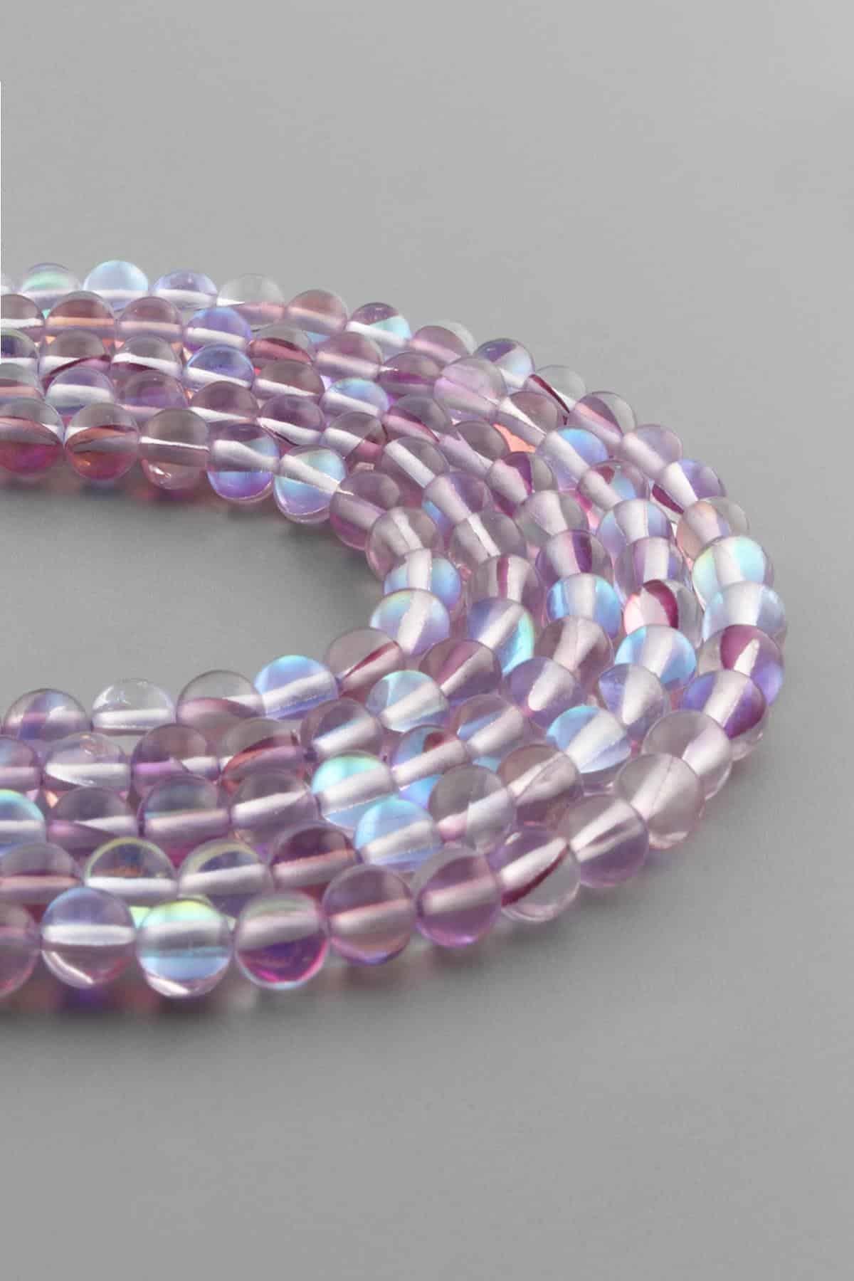 Thermal Quartz Natural Stone Shiny Purple Globe Cut 6mm String Of Beads