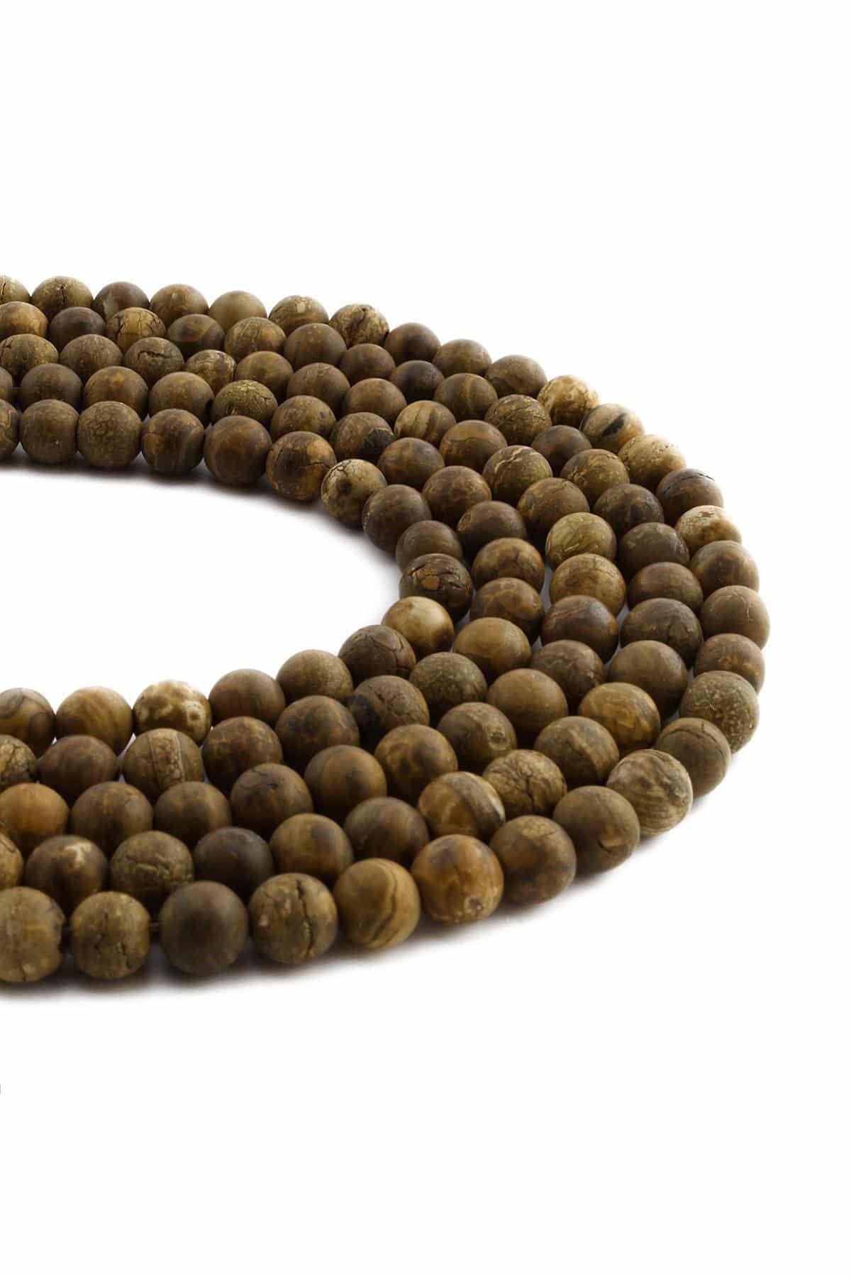 Tibet Akik Doğal Taş Mat Küre Kesim 6mm Dizi