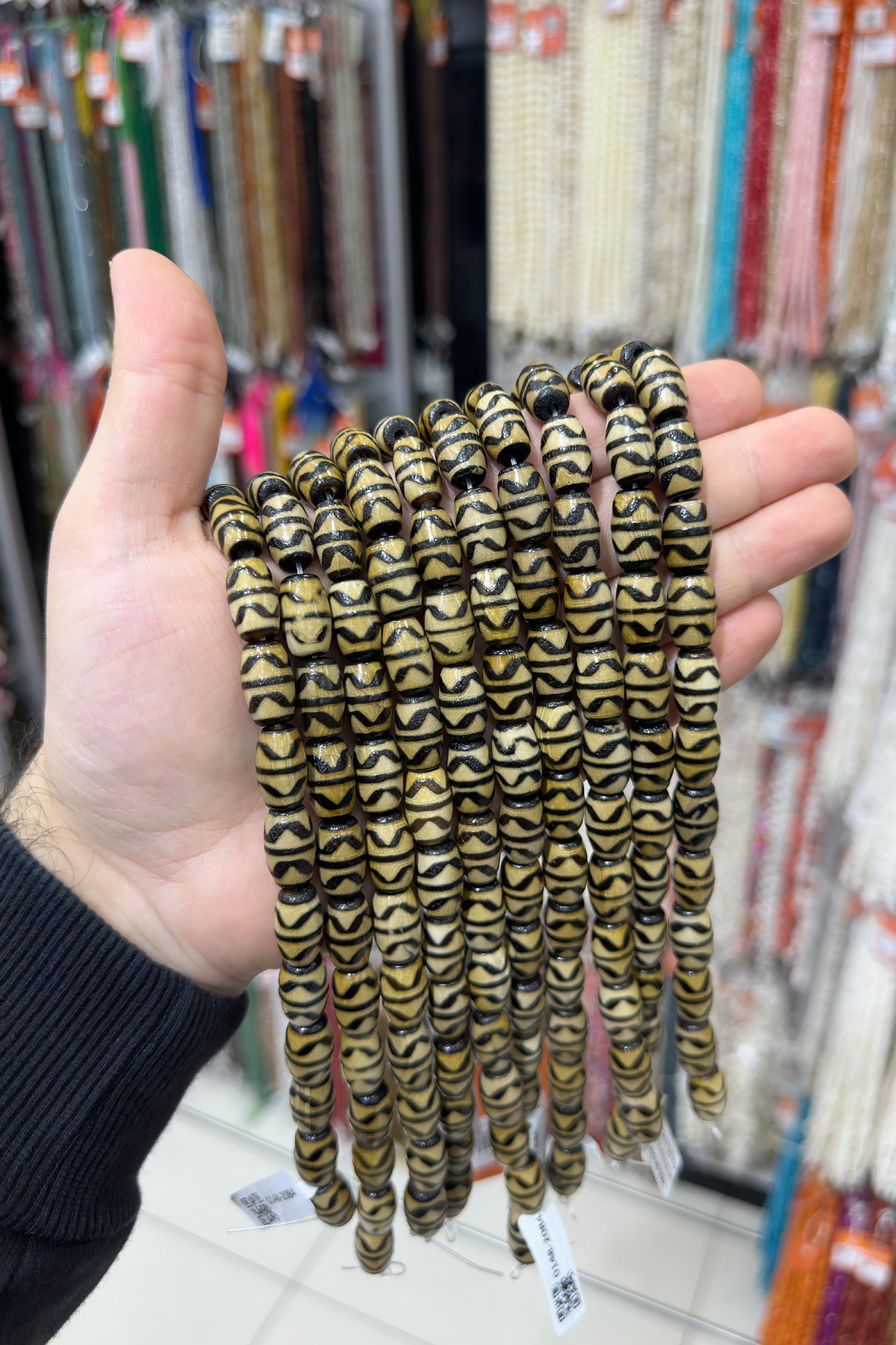 Tibet Akik Taşı Arpa Kesim 10x15mm Sarı Siyah Doğal Taş Dizi