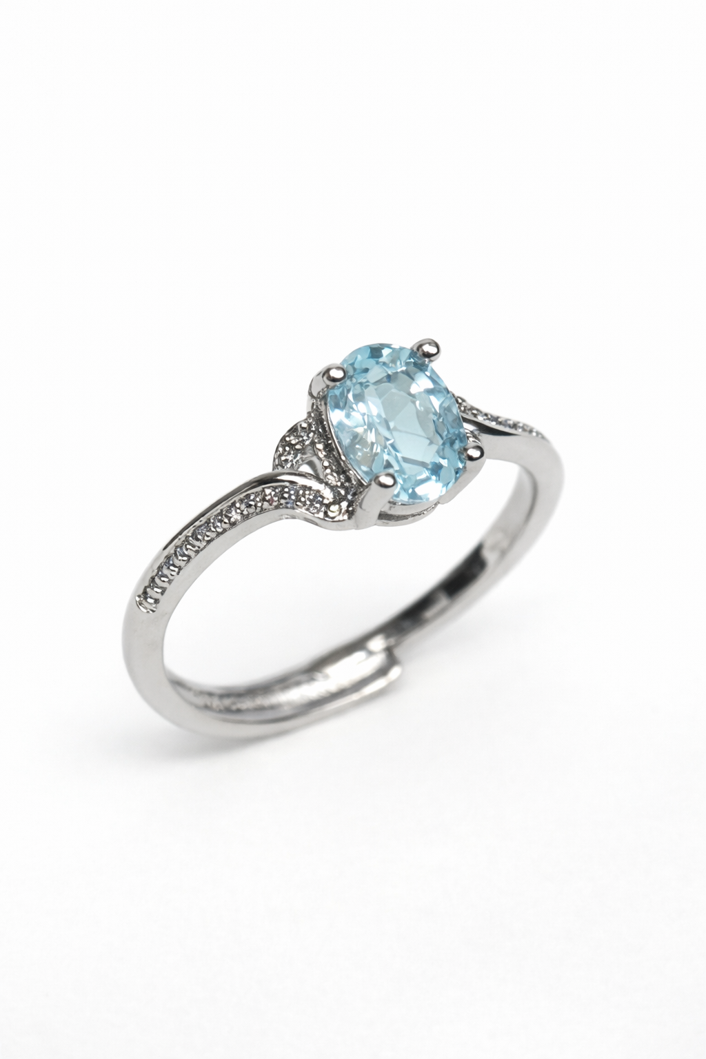 Topaz Doğal Taş Oval Kristal Kesim Ayarlanabilir Yüzük