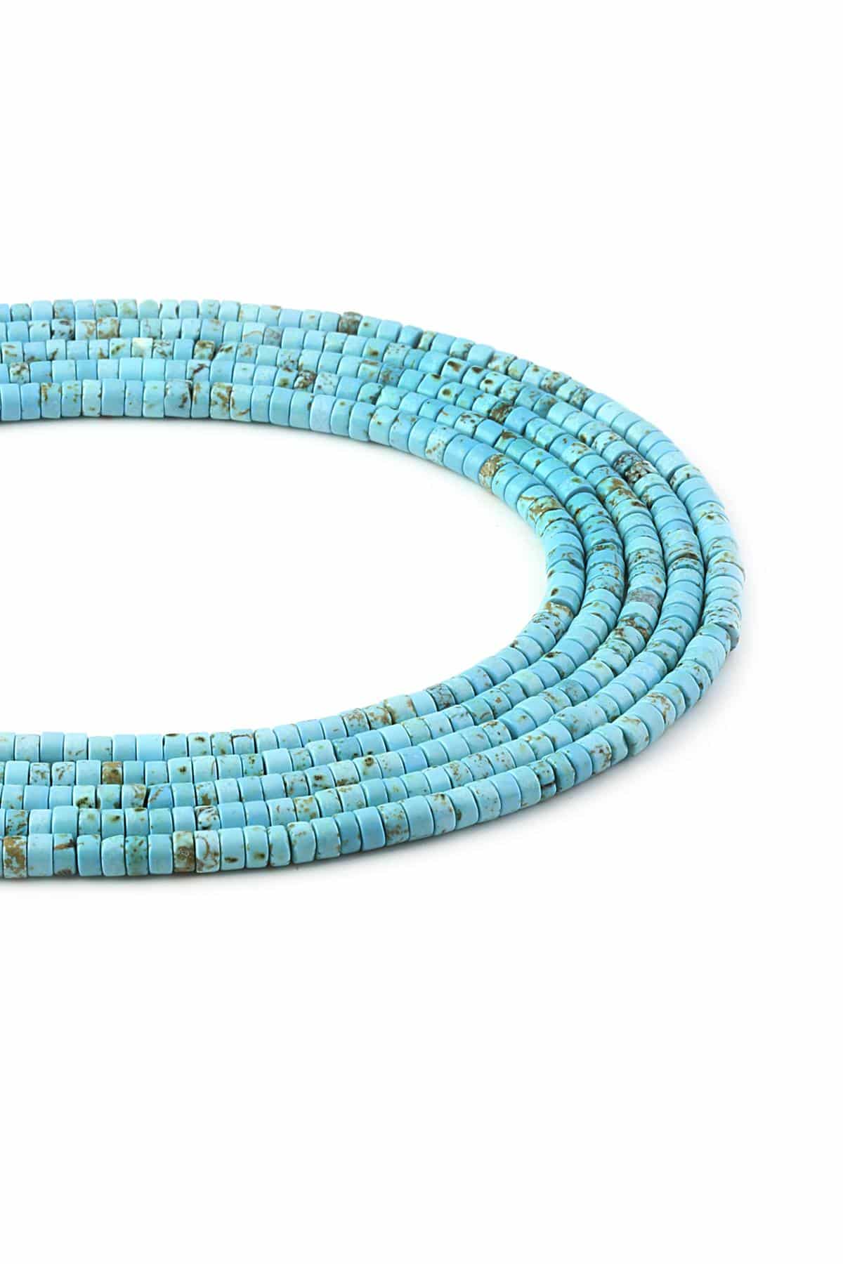 Turquoise Natural Stone Dore Cut 4x2mm String Of Beads