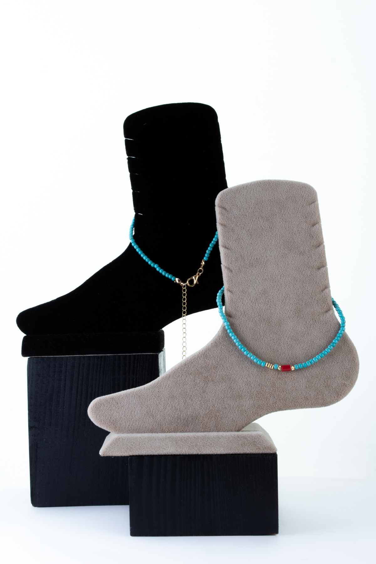 Turkuaz Doğal Taş Küre Kesim Zincir Kapamalı Halhal