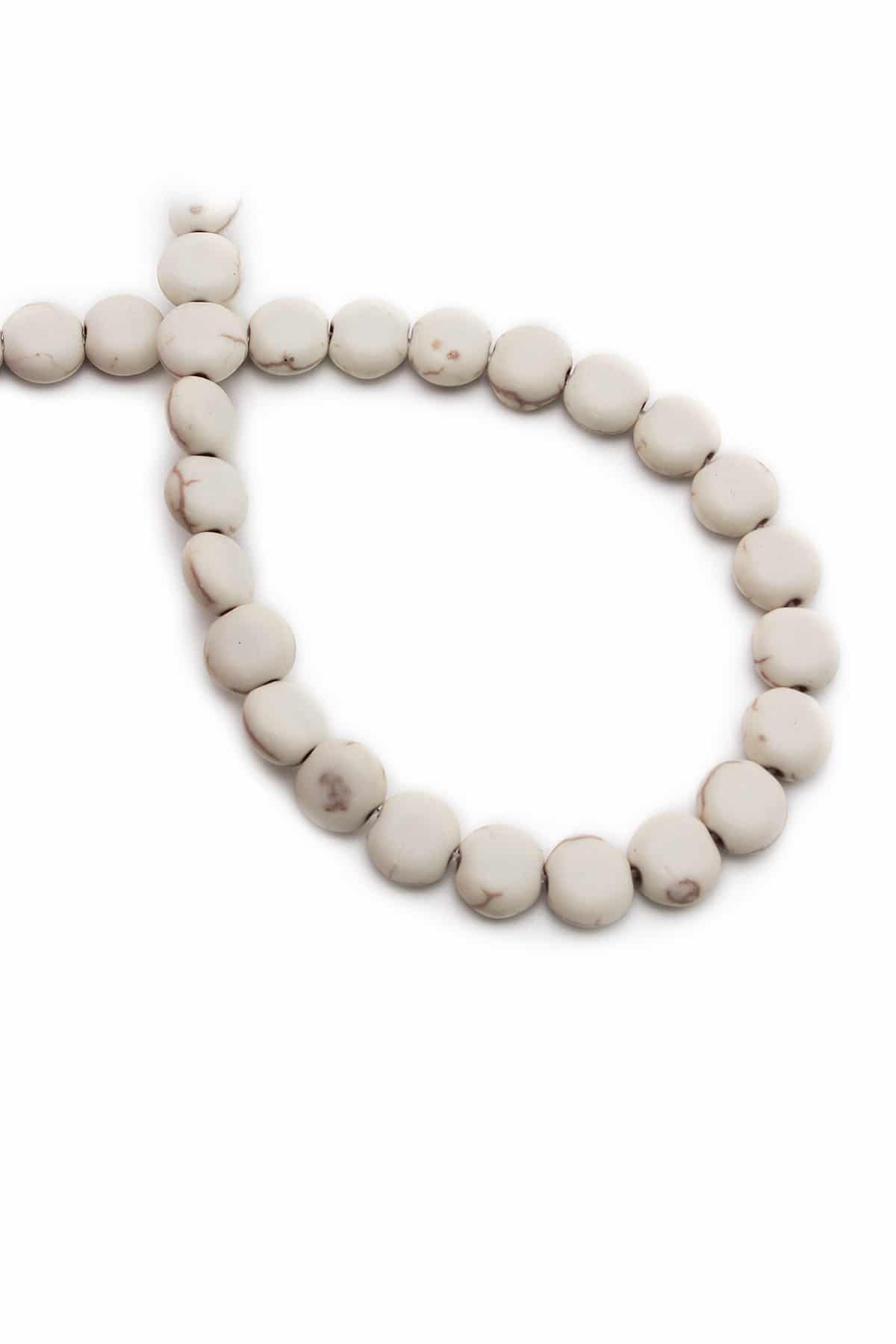 Turquoise Squeezing Natural Stone White Circle Cut 8x4mm String Of Beads