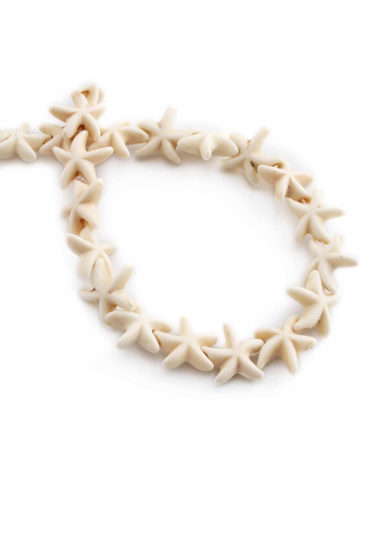 Turquoise Squeezing Natural Stone White Star Cut 15mm String Of Beads