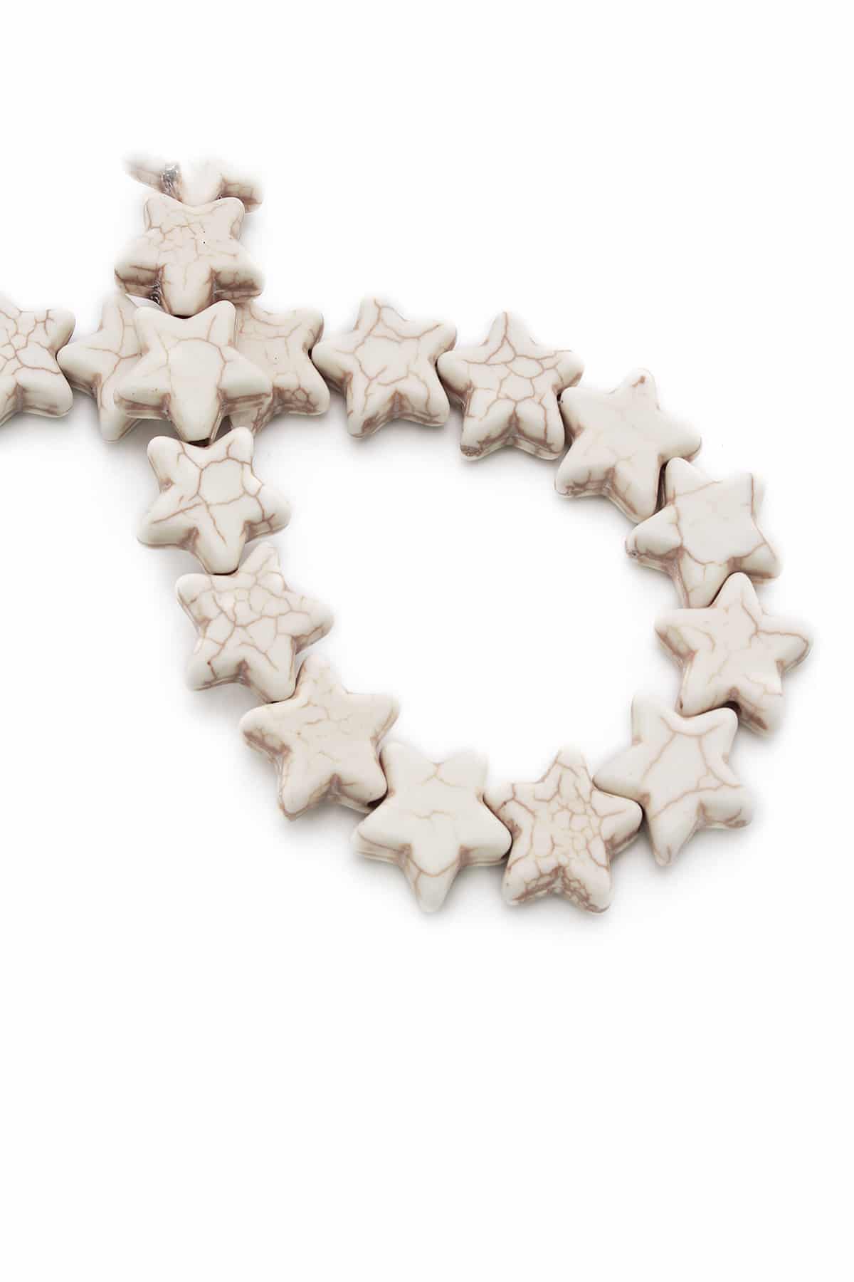 Turkuaz Sıkma Beyaz Yıldız Kesim 15x5mm Dizi
