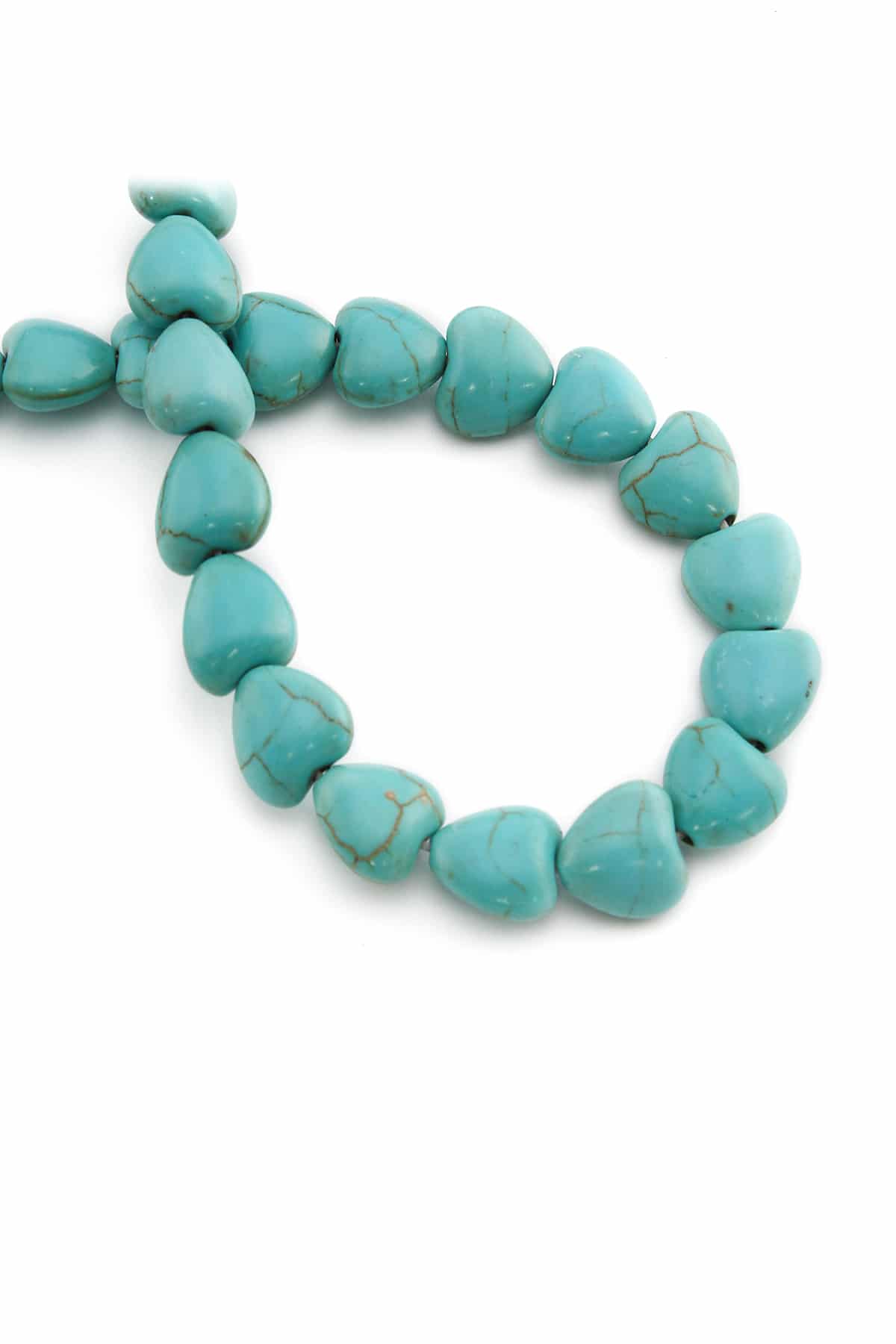 Sıkma Turkuaz Taşı Kalp Kesim 10x6mm Mavi Dizi