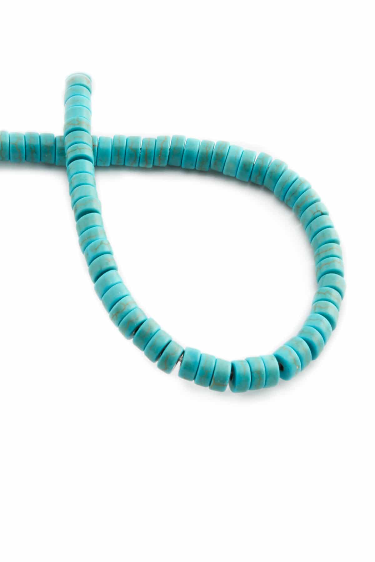 Turquoise Squeezing Natural Stone Blue Washer Cut 3x6mm String Of Beads