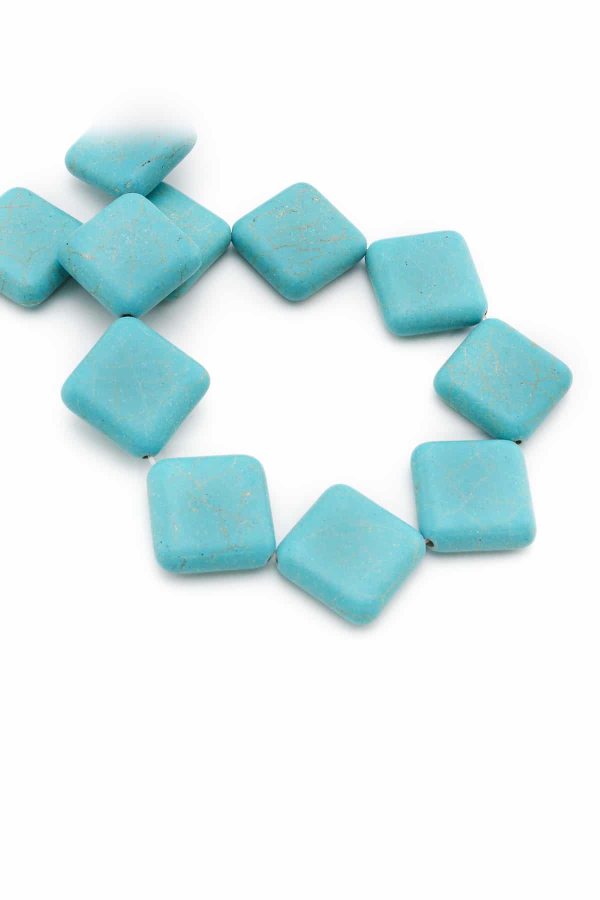 Turkuaz Sıkma Yassı Mavi Kare Kesim 20x7mm Dizi