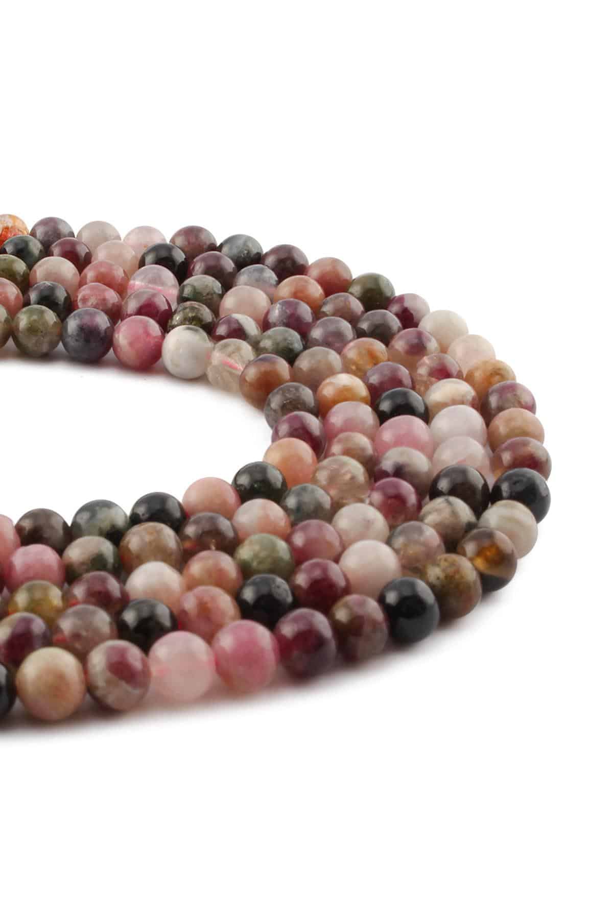 Turmalin Taşı Parlak Karışık Küre Kesim 6mm Dizi [AA]