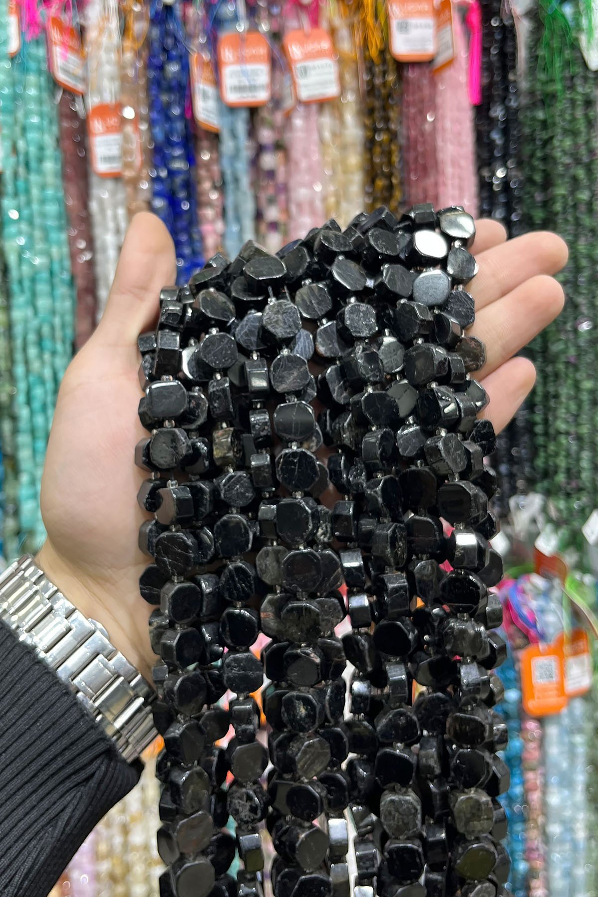 Turmalin Doğal Taş Sekizgen Kesim 12mm Dizi