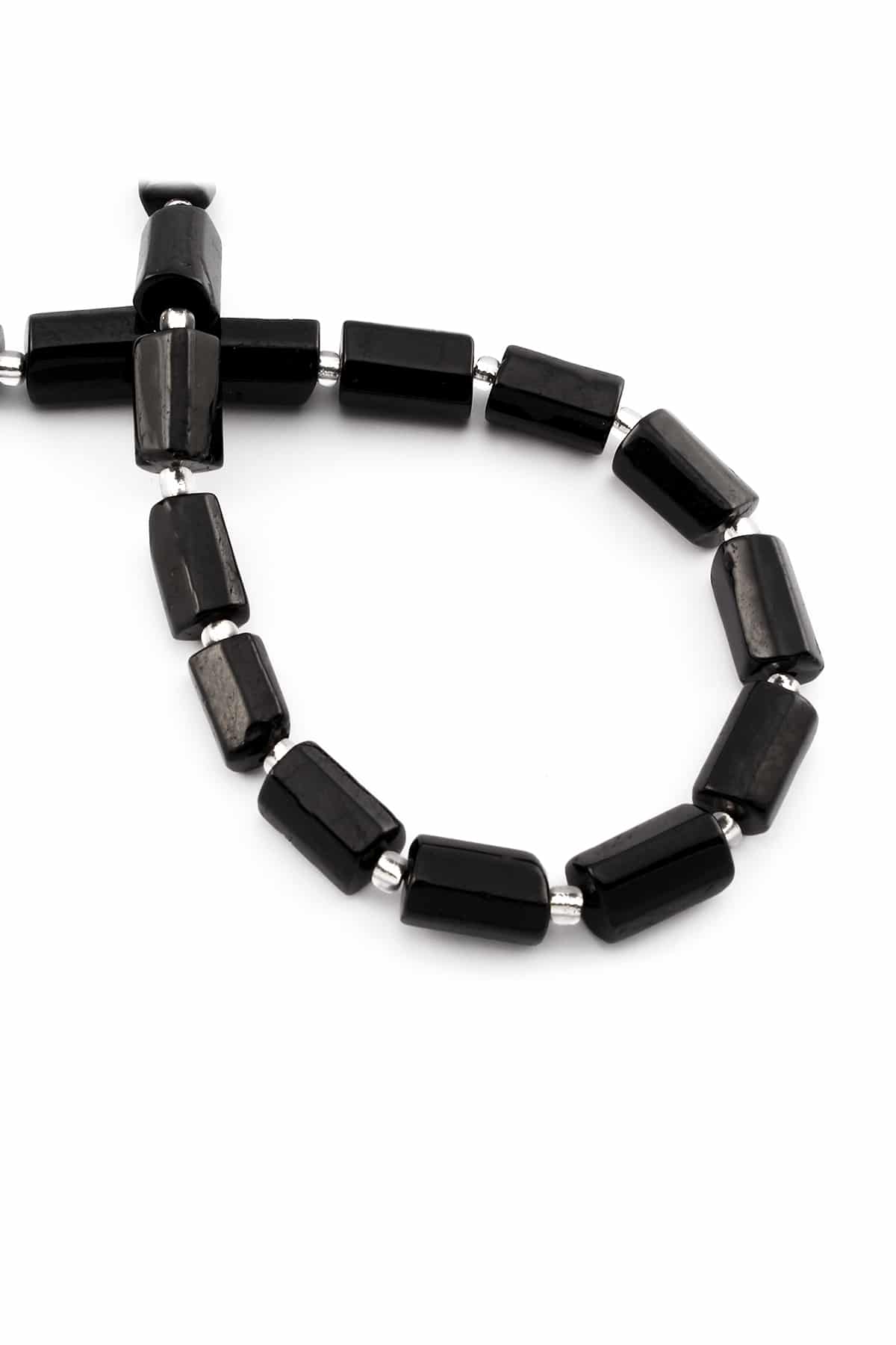 Turmalin Doğal Taş Siyah Silindir Kesim 7x12mm Dizi