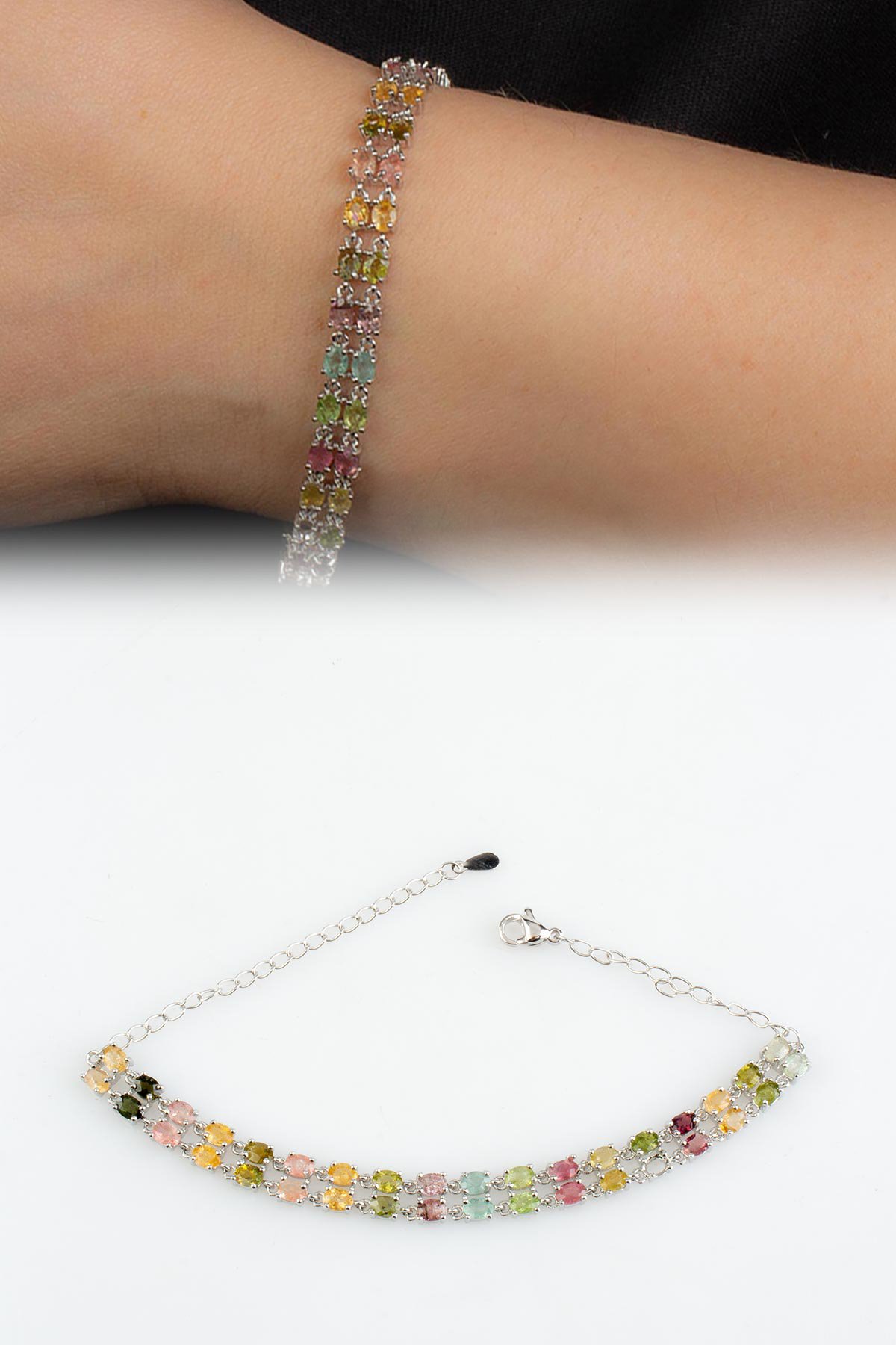 Turmalin Doğal Taş Zincir Bileklik