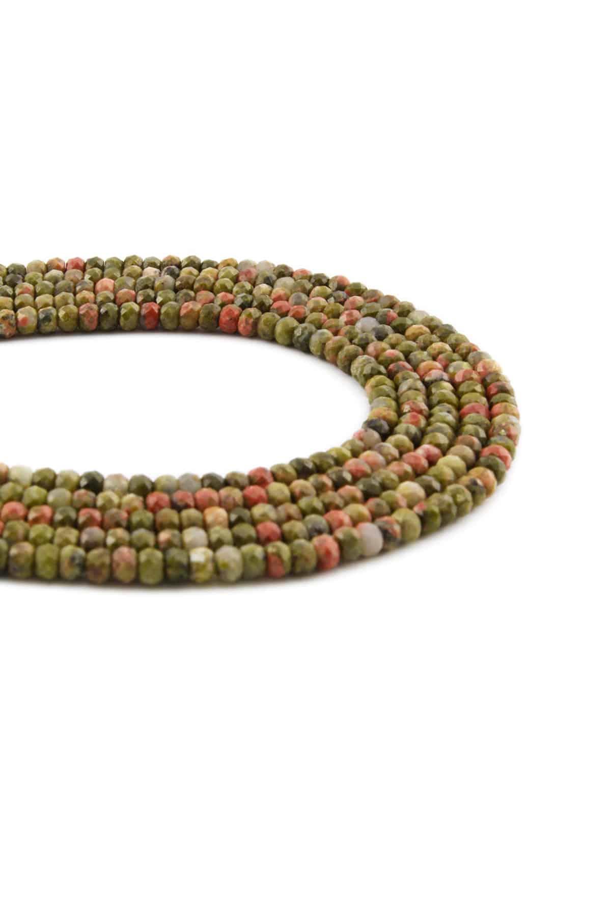 Unakit Doğal Taş Parlak Kristal Kesim 3x2mm Dizi