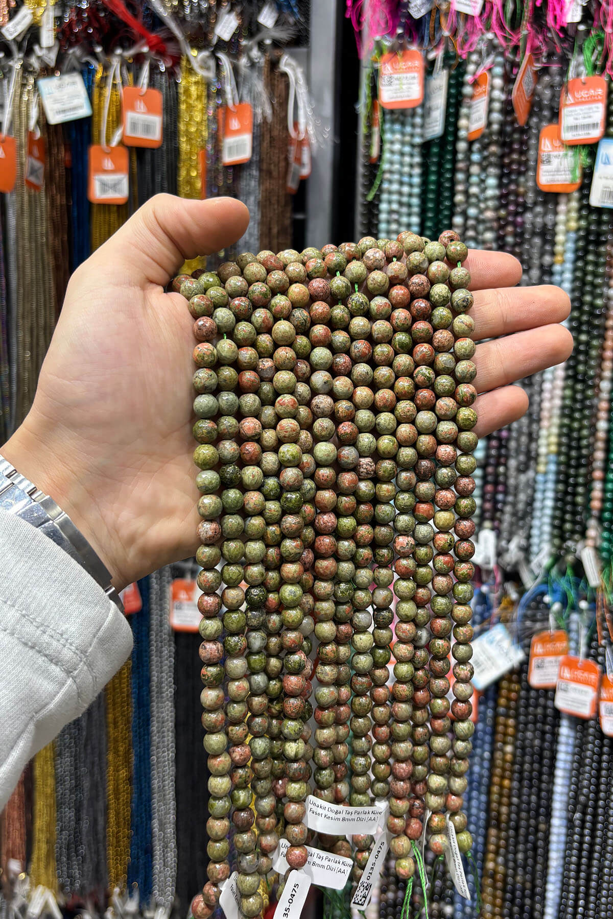 Unakit Doğal Taş Parlak Küre Faset Kesim 8mm Dizi [AA]