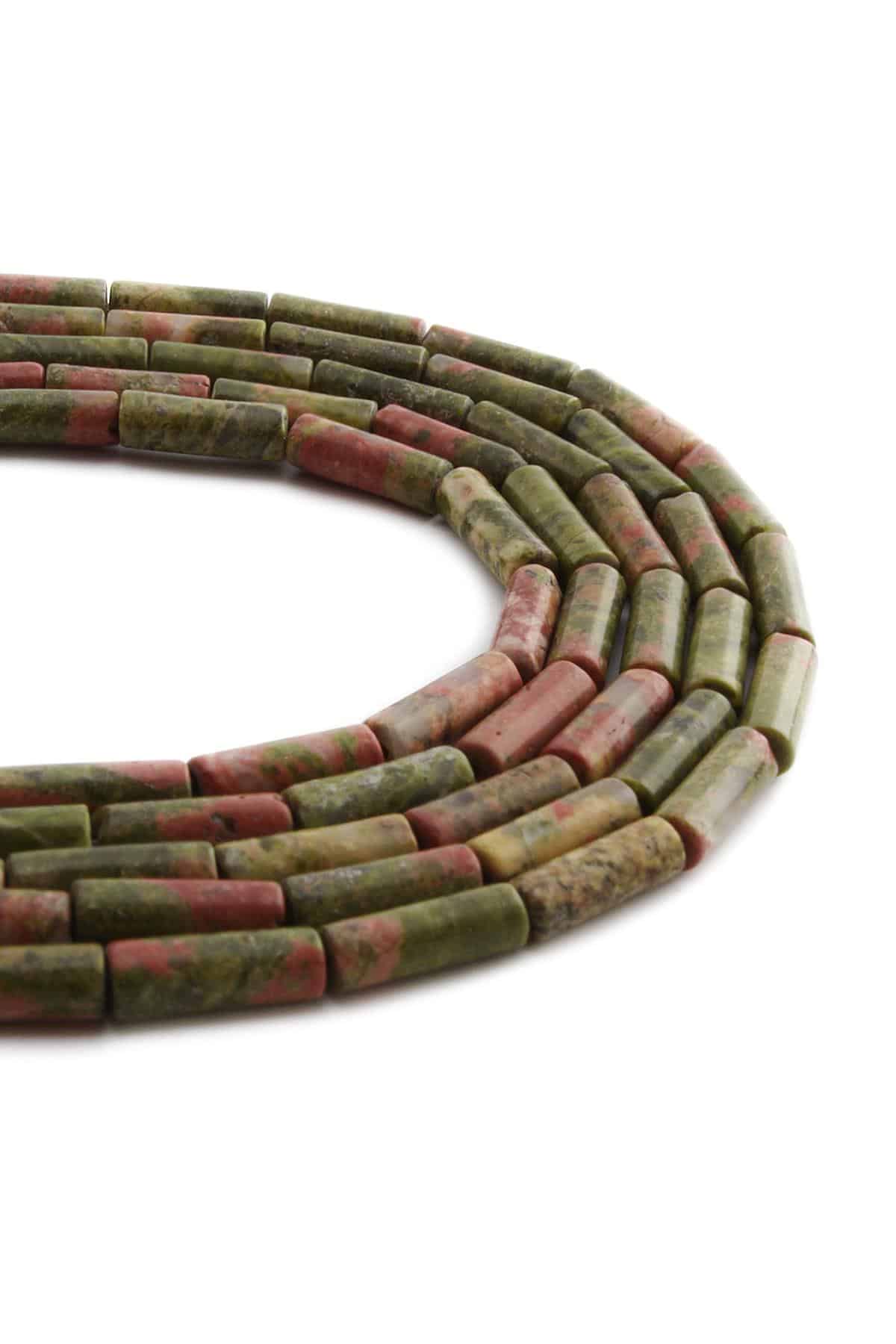 Unakit Doğal Taş Parlak Silindir Kesim 4x13mm Dizi
