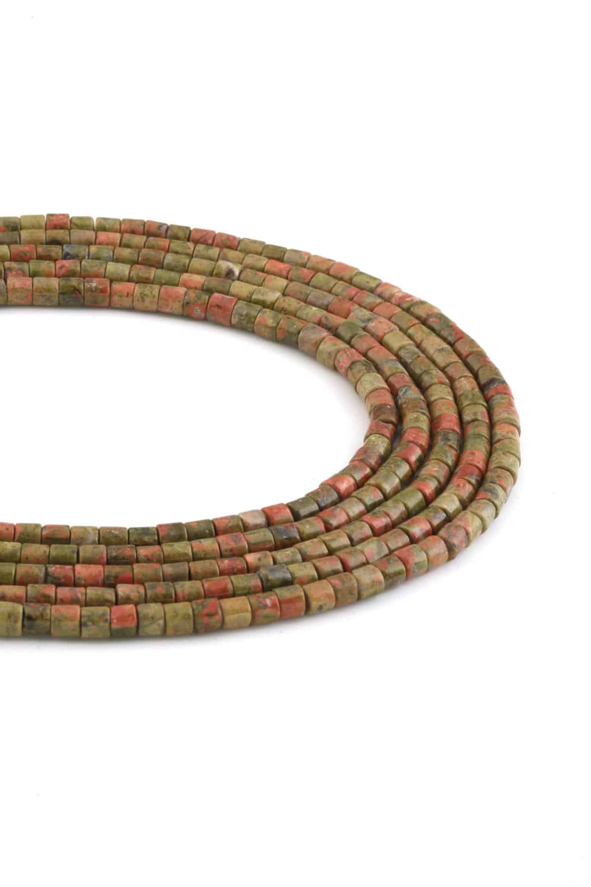 Unakit Doğal Taş Parlak Silindir Kesim 4x4mm Dizi [AA]