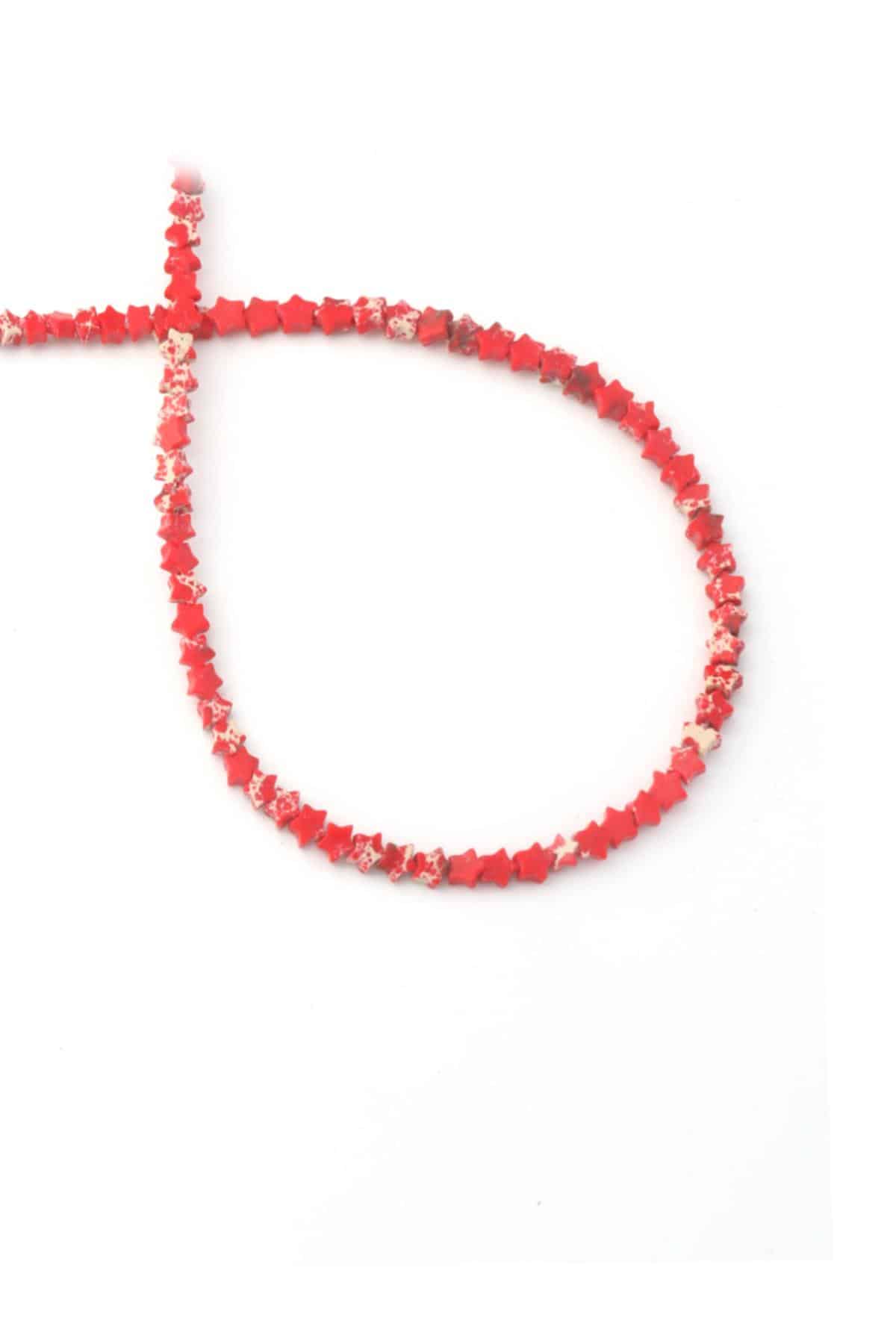 Varisit Doğal Taş Parlak Kırmızı Yıldız Kesim 4mm Dizi [AA]