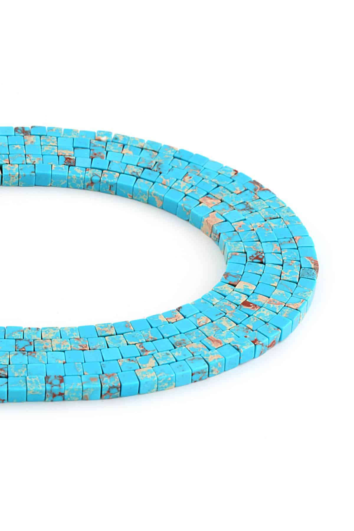 Varisit Doğal Taş Parlak Mavi Küp Kesim 4x4mm Dizi [AA]