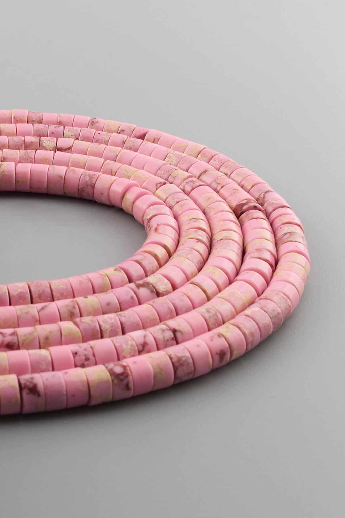 Varisit Doğal Taş Parlak Pembe Dore Kesim 6x3mm Dizi [AA]