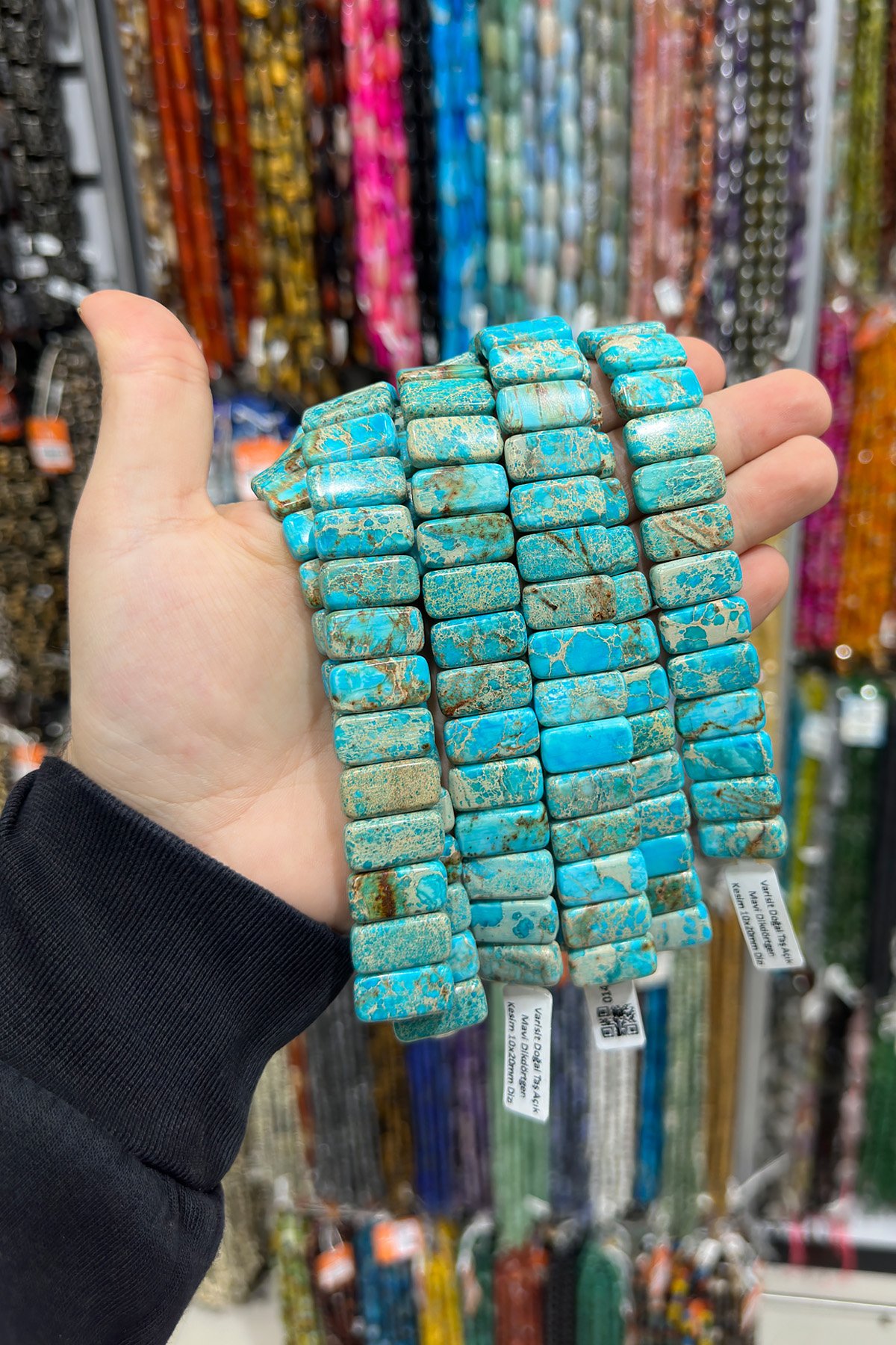 Varisit Doğal Taş Açık Mavi Dikdörtgen Kesim 10x20mm Dizi