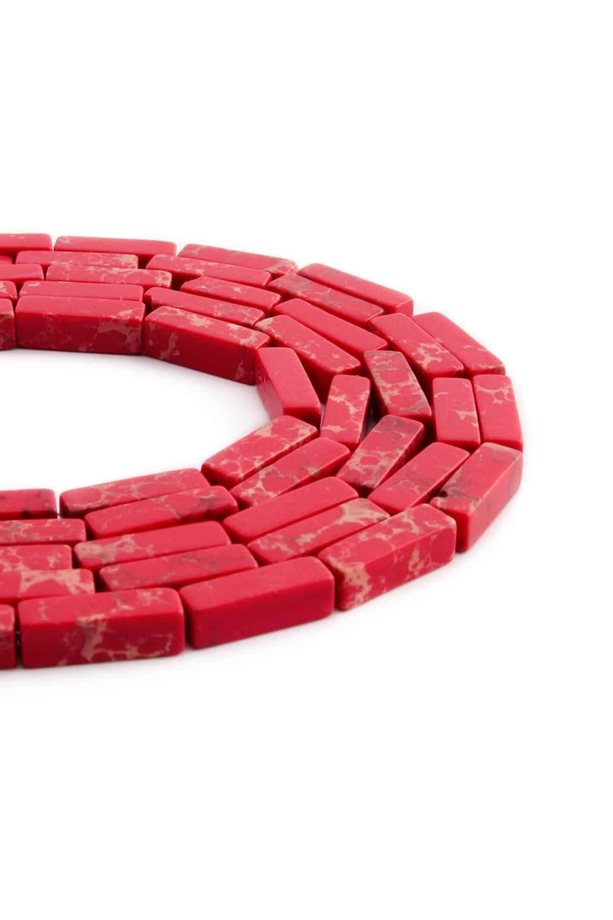 Varisit Taşı Parlak Kırmızı Dikdörtgen Kesim 4x13mm Dizi [AA]