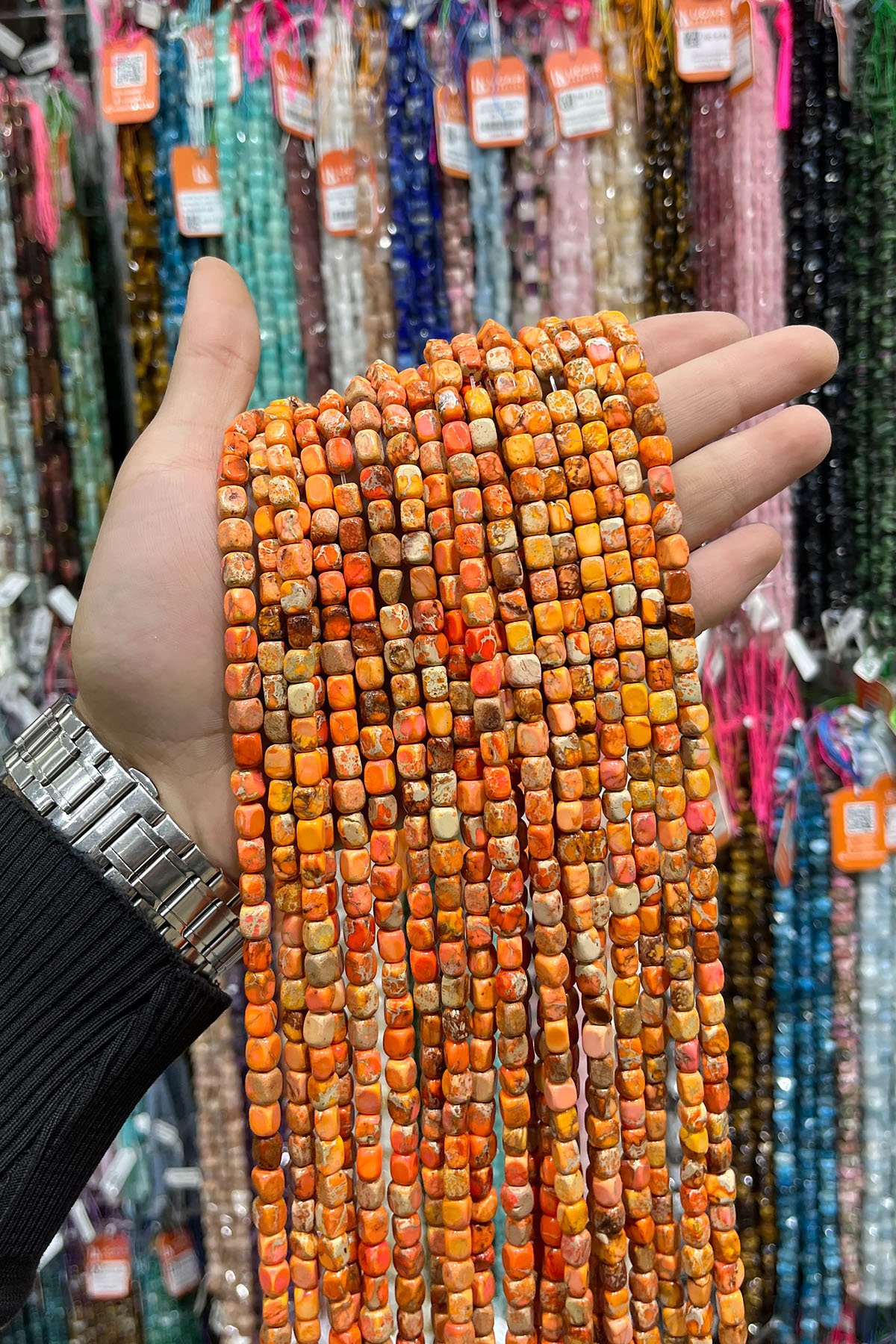 Varisit Doğal Taş Turuncu Dikdörtgen Kesim 5x8mm Dizi