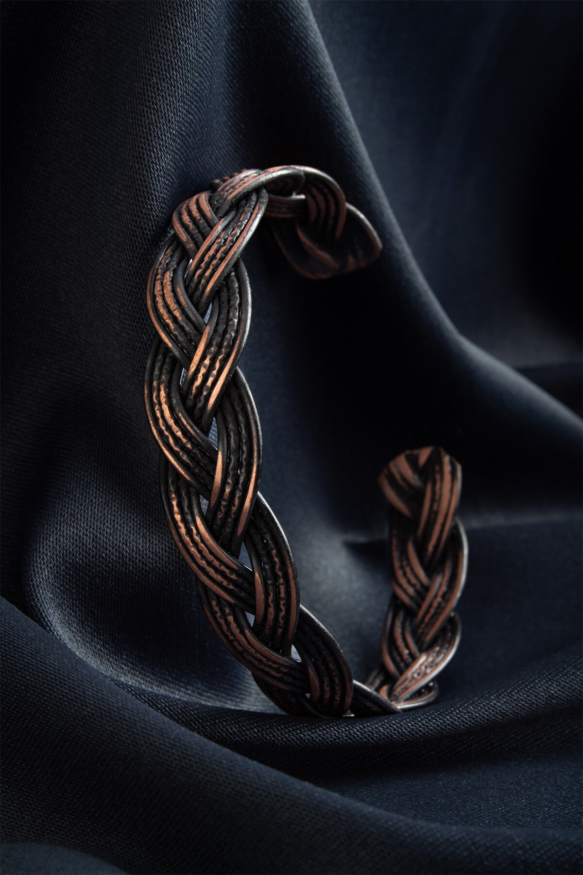 Viking Örgülü Ayarlanabilir Unisex Bakır Bileklik