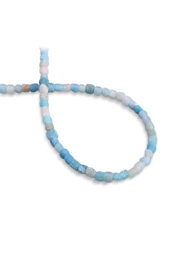 Yengeç Akik Doğal Taş Mat Mavi Küp Kesim 6x6mm Dizi [AA]