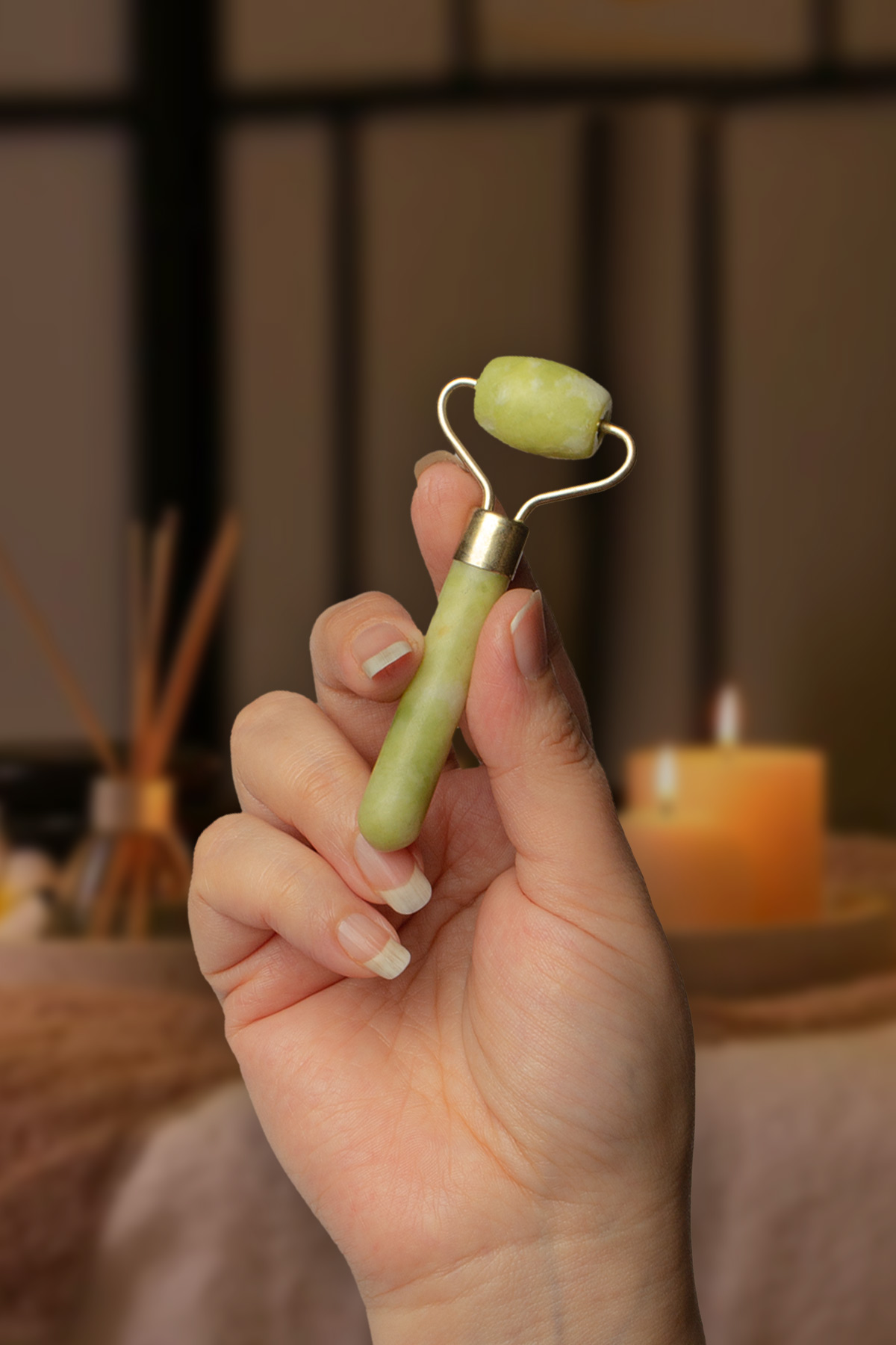 Yeşim Doğal Taş Altın Tek Taraflı Face Roller Masaj Aleti