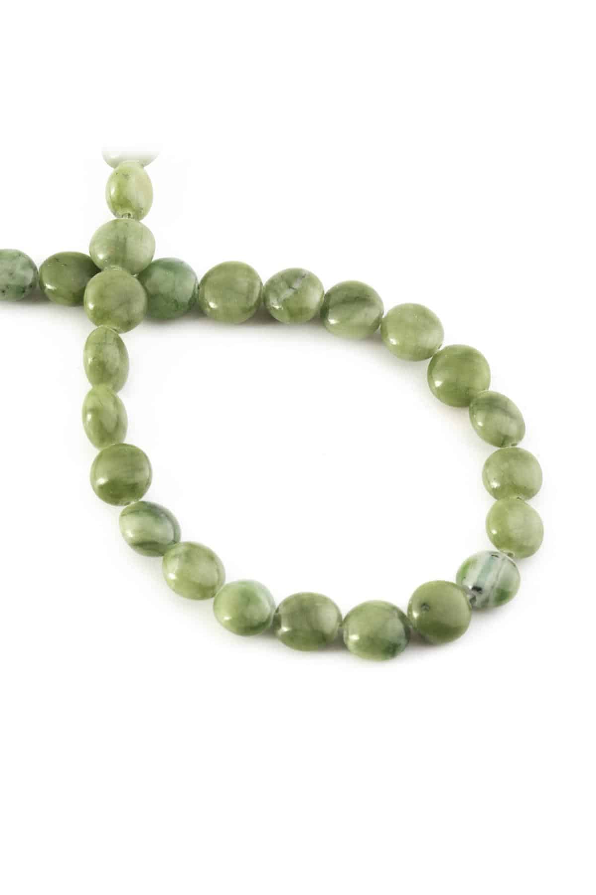 Jade Natural Stone Circle Cut 8mm String Of Beads