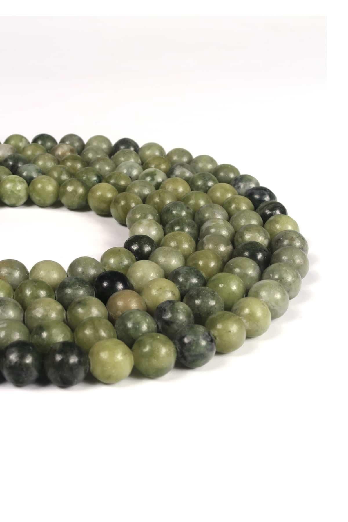 Jade Natural Stone Globe Cut 8mm String Of Beads