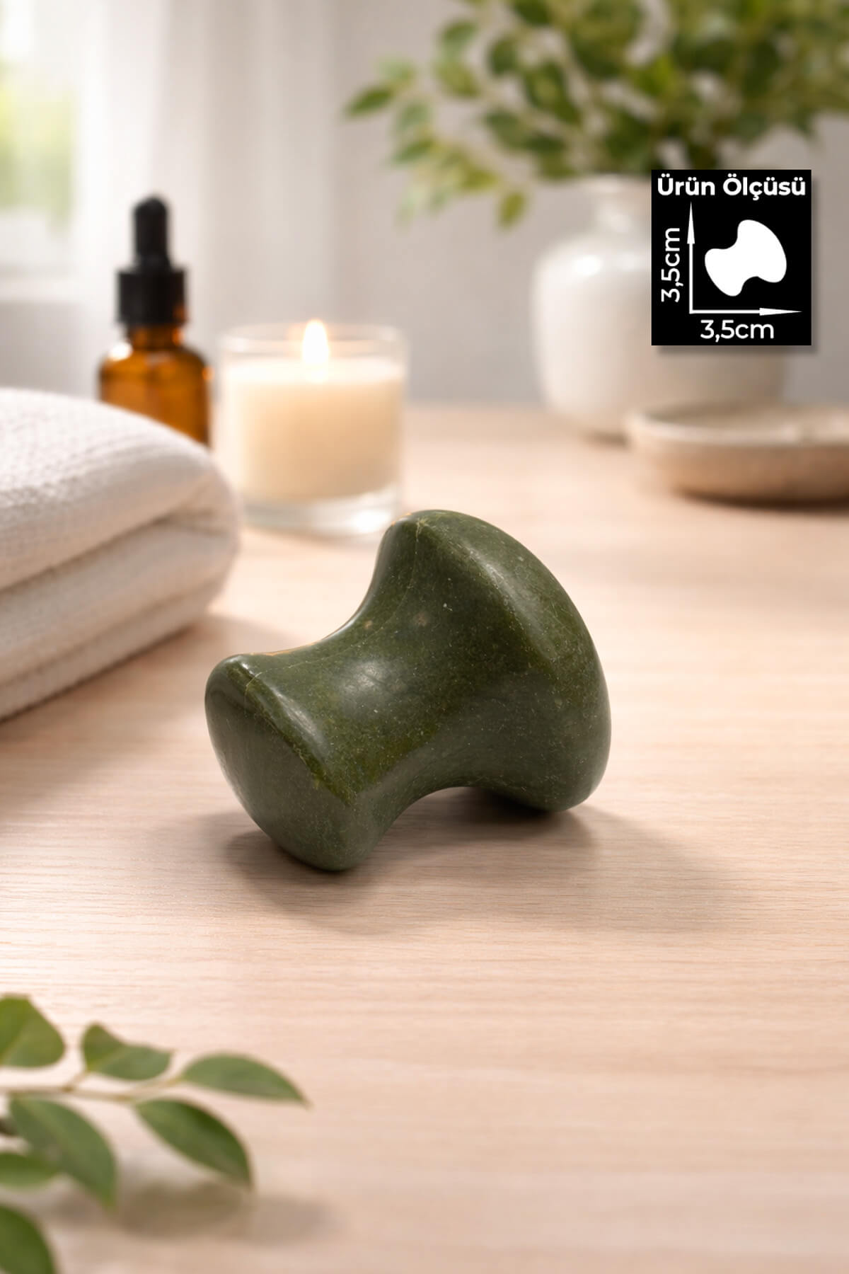 Yeşim Doğal Taş Mantar Gua Sha Masaj Aleti