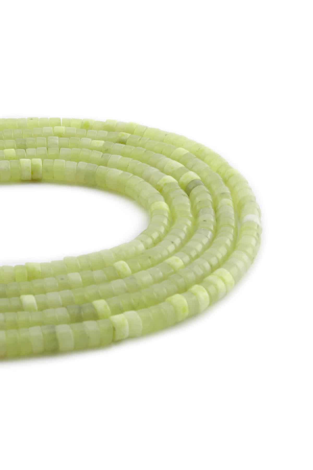 Jade Natural Stone Shiny Dore Cut 4x2mm String Of Beads