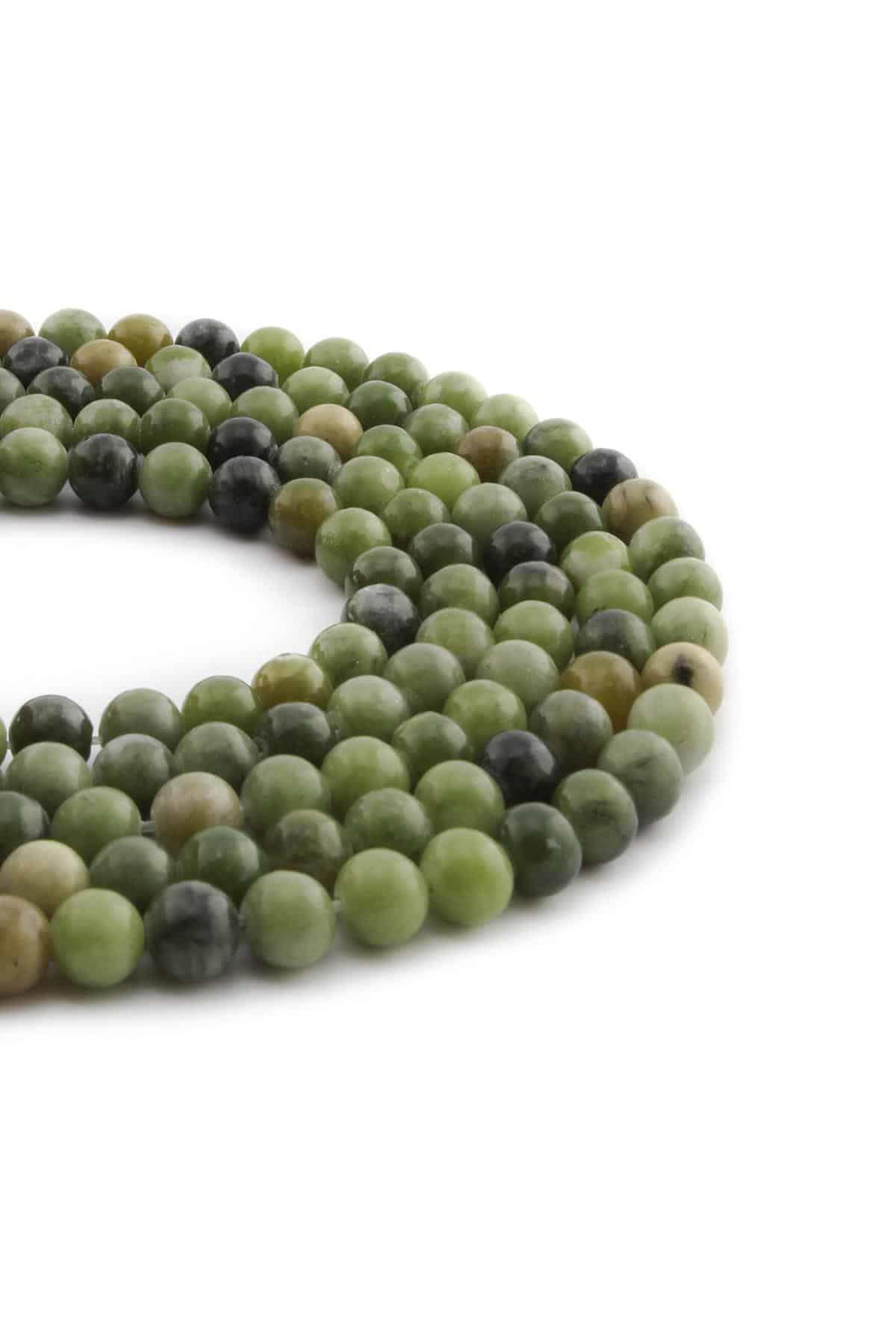 Jade Natural Stone Shiny Globe Cut 6mm String Of Beads