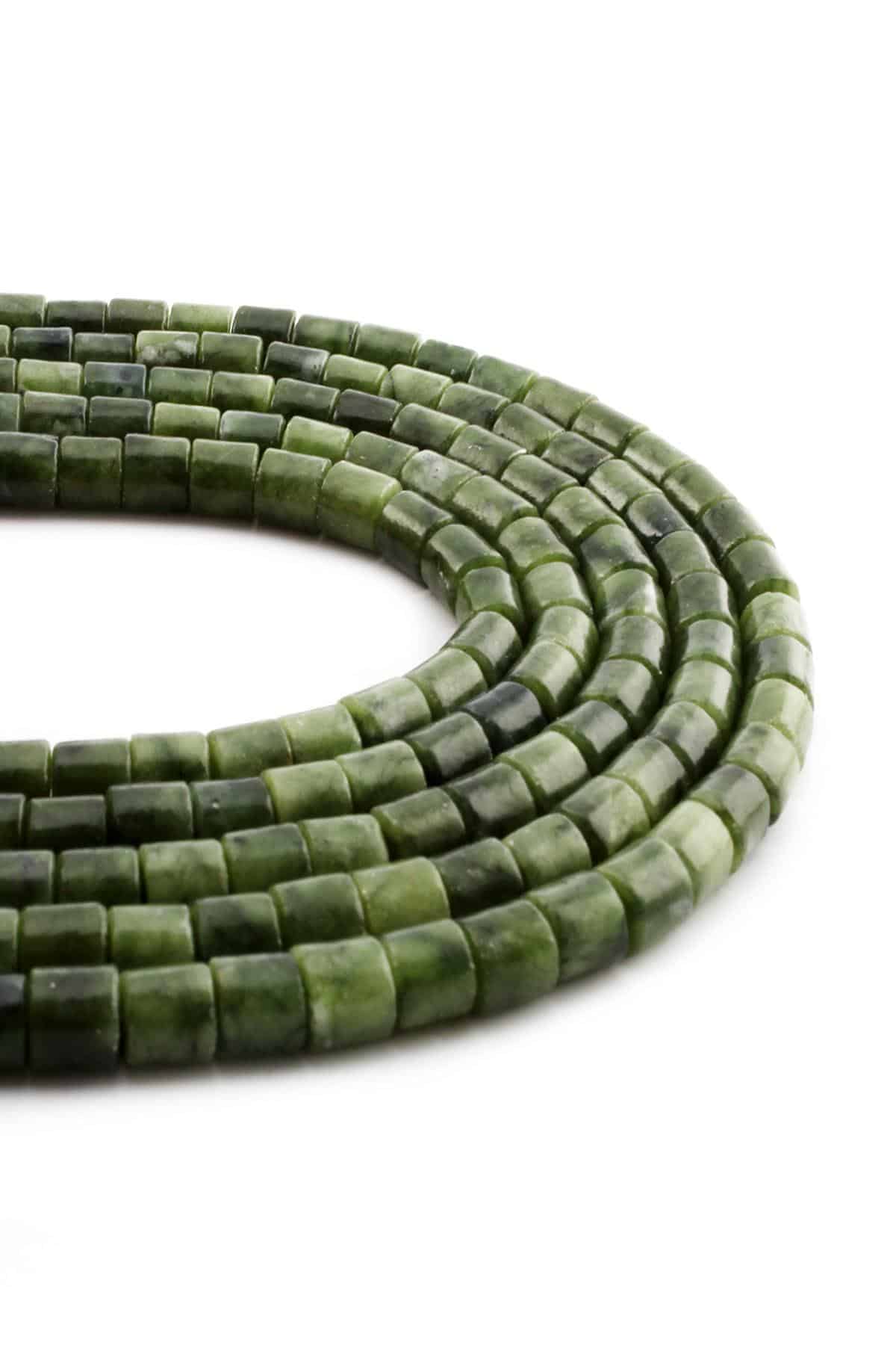Jade Natural Stone Cylinder Cut 6x6mm String Of Beads