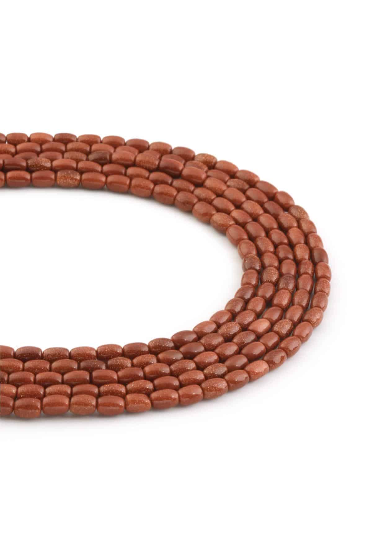 Yıldız Taşı Doğal Taş Parlak Kahverengi Arpa Kesim 4x6mm Dizi [AA]