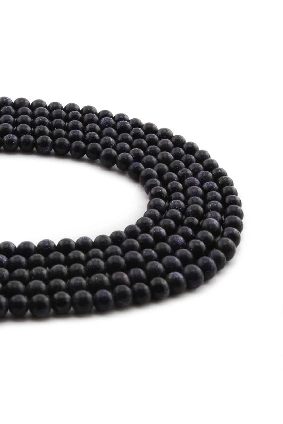 Yıldız Taşı Doğal Taş Parlak Lacivert Küre Kesim 4mm Dizi [AA]