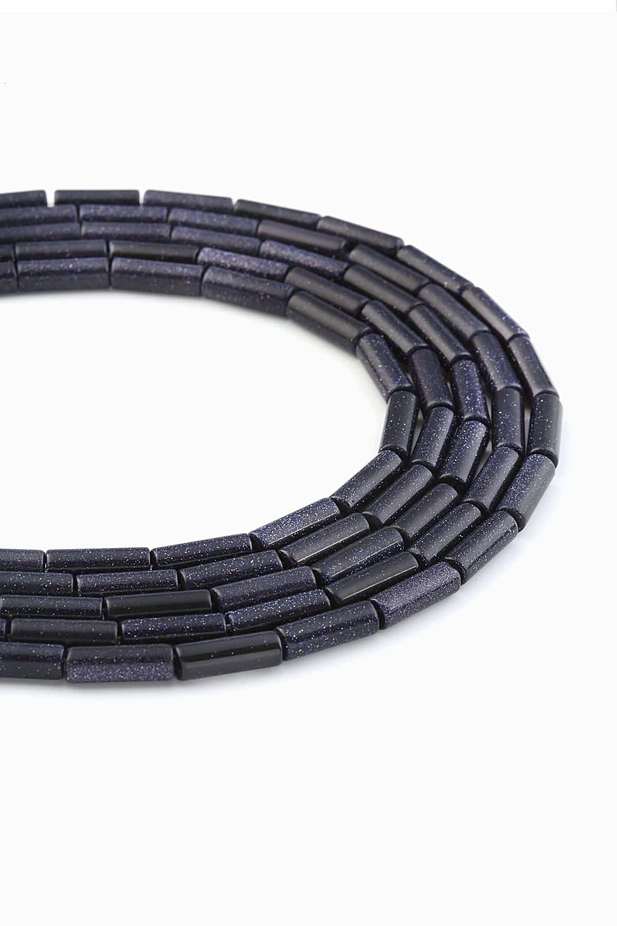 Yıldız Taşı Doğal Taş Parlak Lacivert Silindir Kesim 4x13mm Dizi