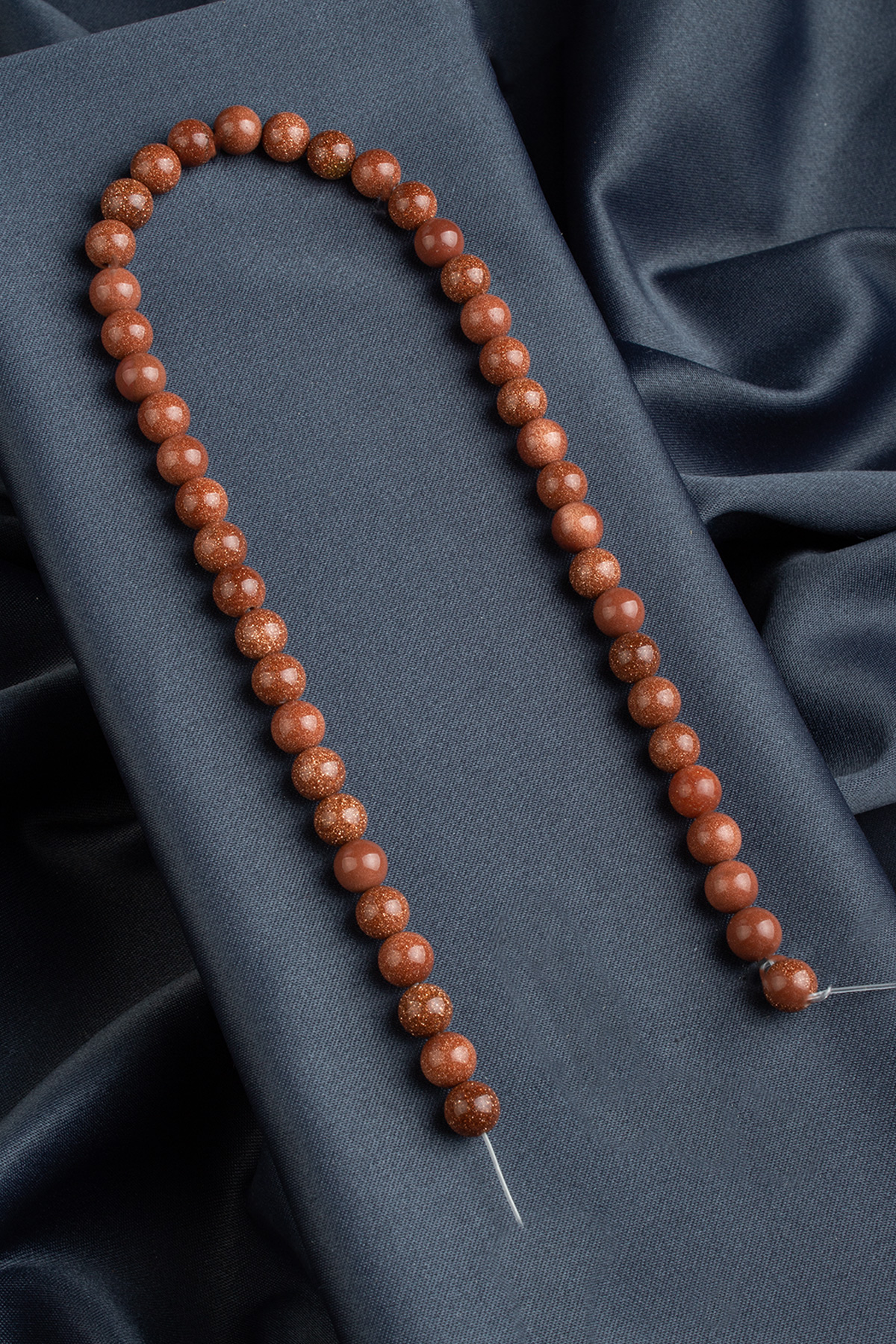 Yıldız Taşı Doğal Taş Parlak Turuncu Küre Kesim 8mm Dizi [AA]