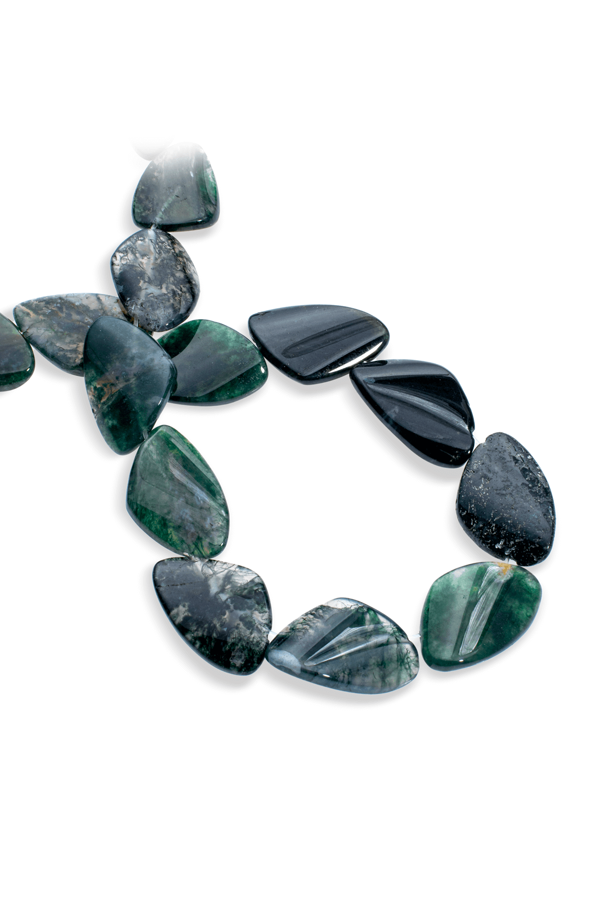 Yosunlu Akik Doğal Taş Burgu Kesim 35x24mm Dizi