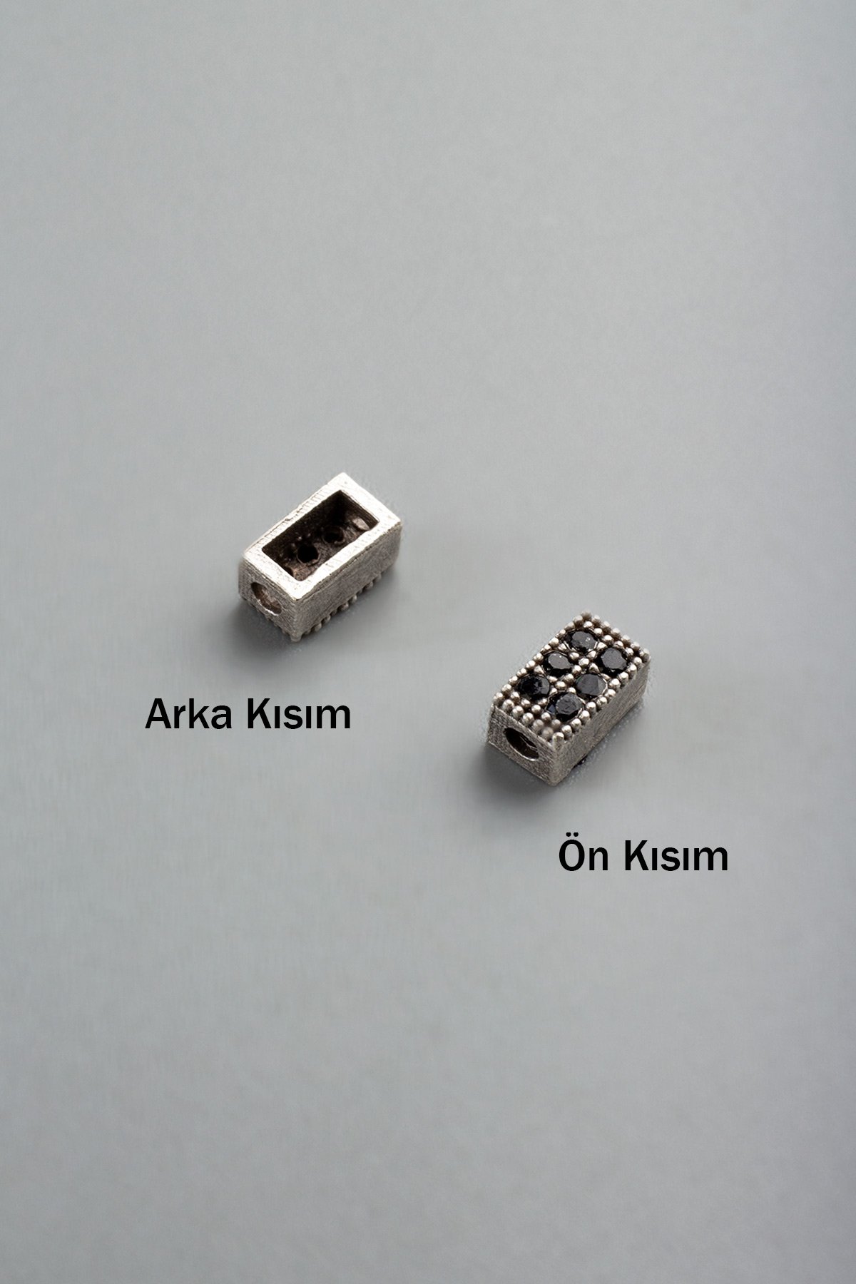 Zirkon Antik Gümüş Dikdörtgen 3x5mm Takı Aparatı