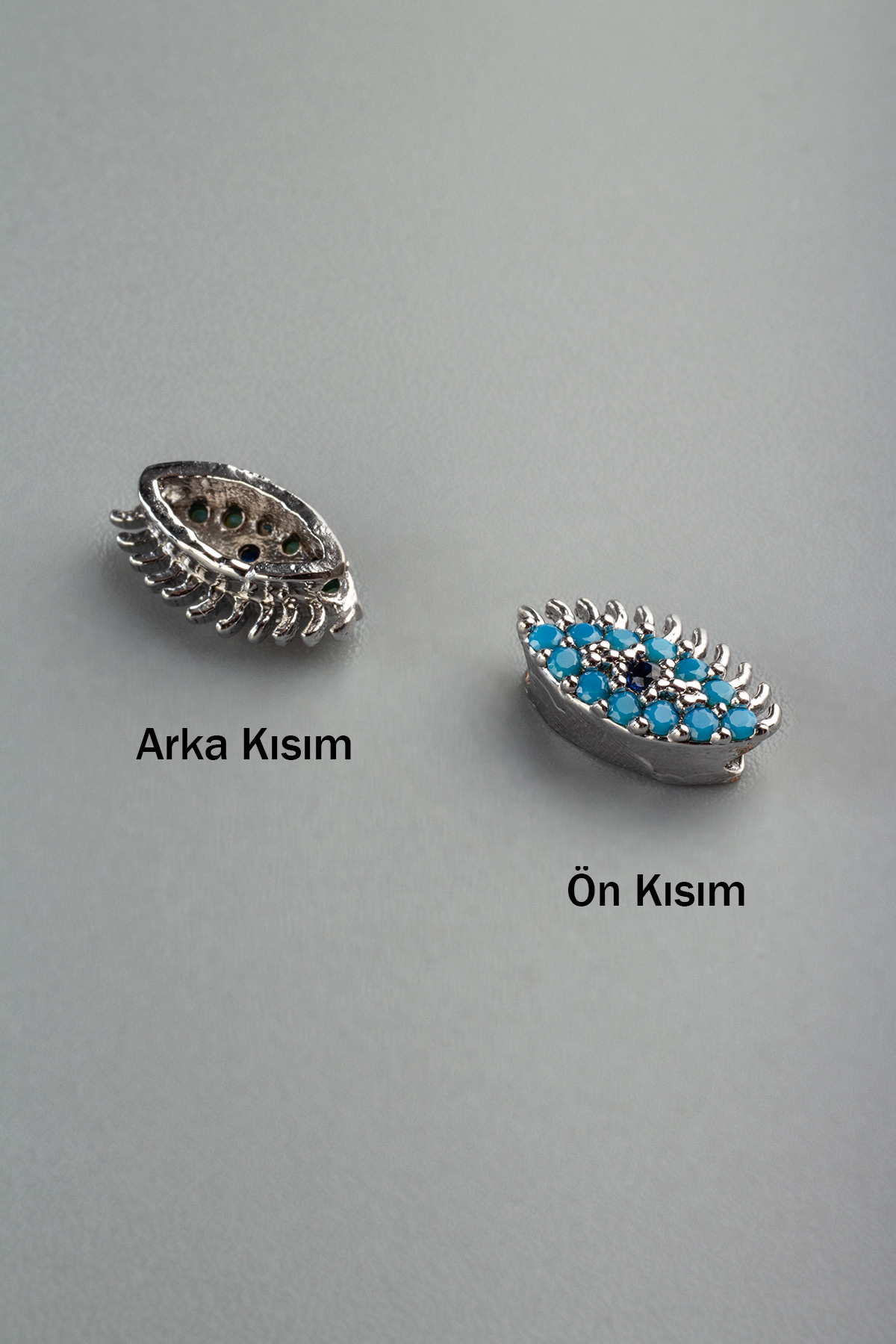 Zirkon Antik Gümüş Göz 7mm Takı Aparatı