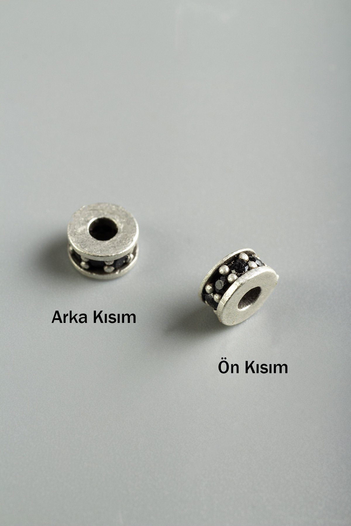 Zirkon Antik Gümüş Rondela Geniş Delik Aparat 6x3mm