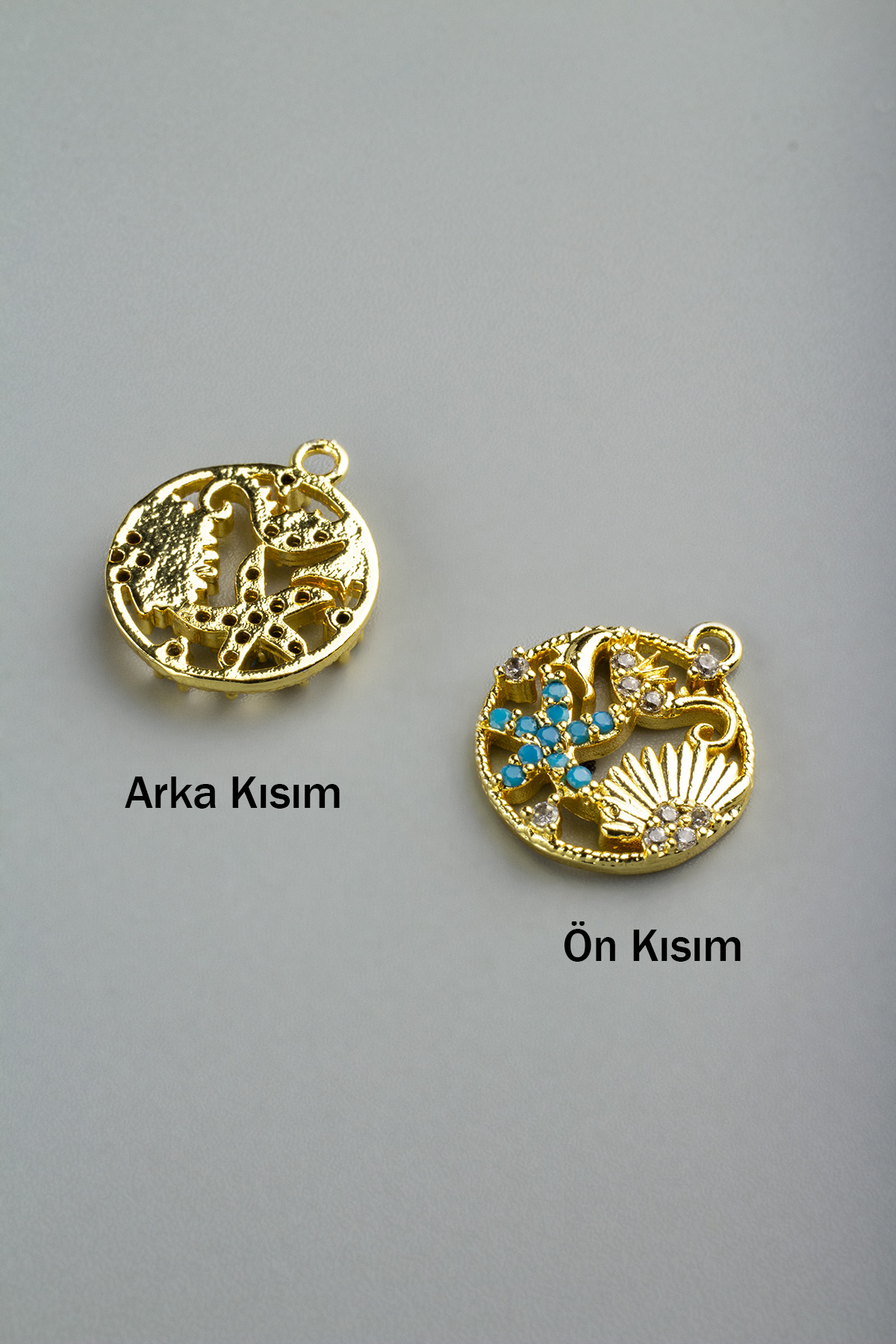 Zirkon Gold Deniz Figürlü Karışık 20mm Takı Aparatı