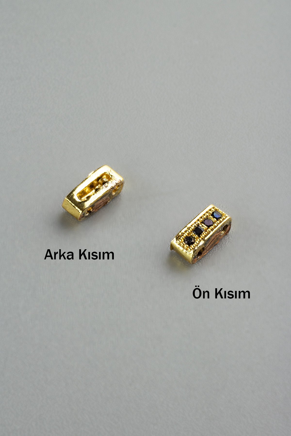 Zirkon Gold Dikdörtgen Çift Delik 6x2mm Takı Aparatı