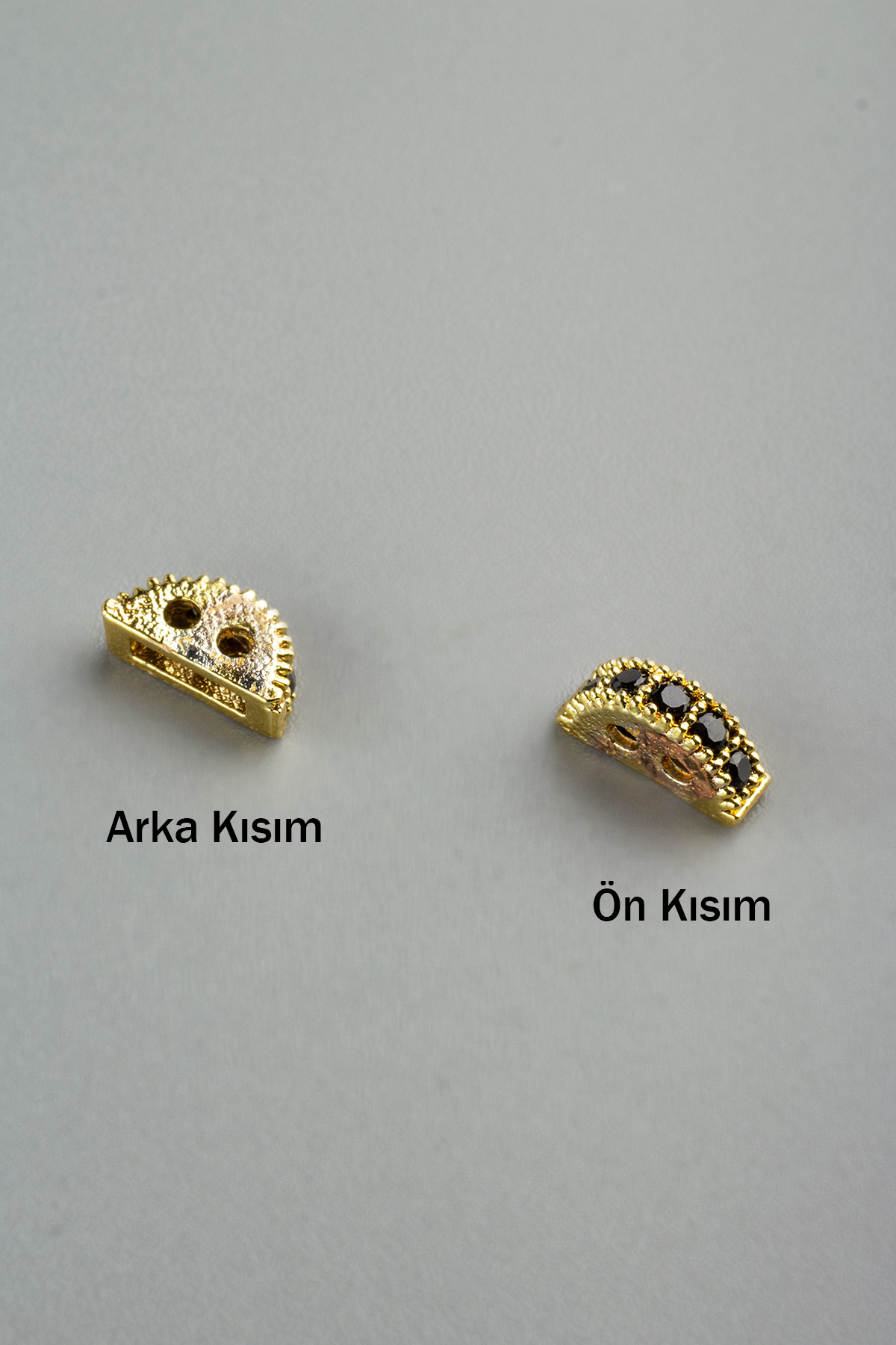 Zirkon Gold Yarım Ay Çift Delik 7x2mm Takı Aparatı